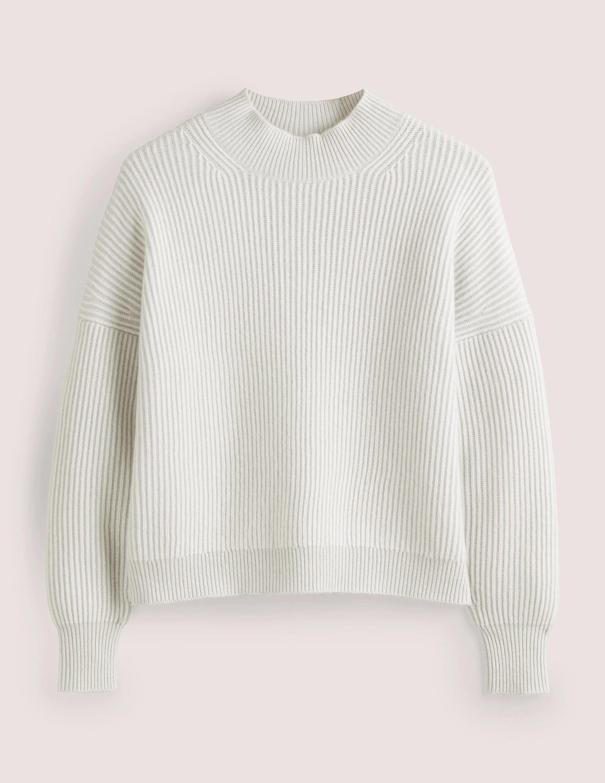 Cashmere Ribbed Sweater-Pale Grey, Ivory - Image 6