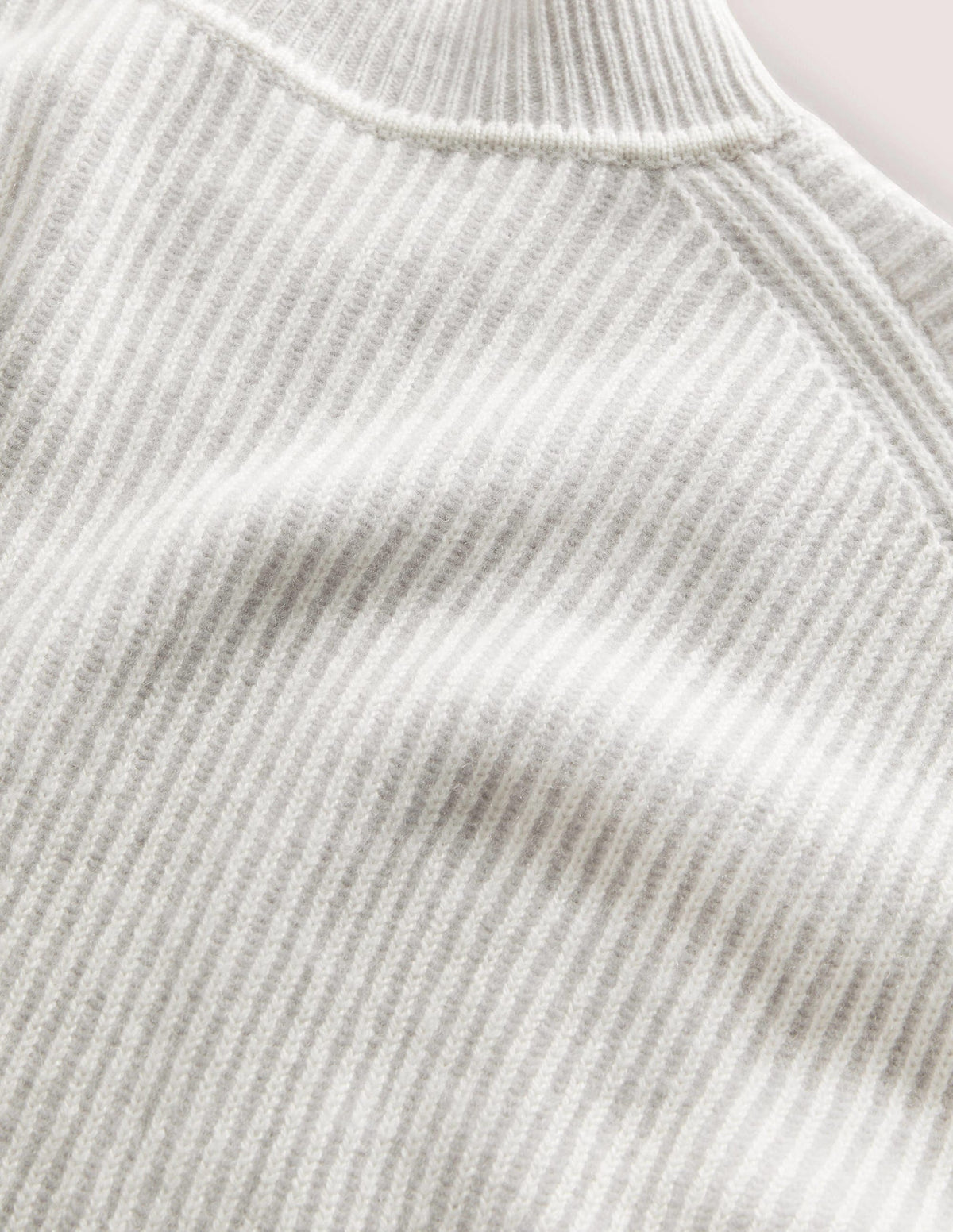 Cashmere Ribbed Sweater-Pale Grey, Ivory - Image 7