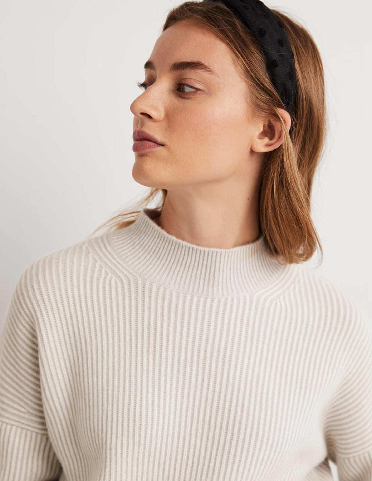 Cashmere Ribbed Sweater-Pale Grey, Ivory - Image 2
