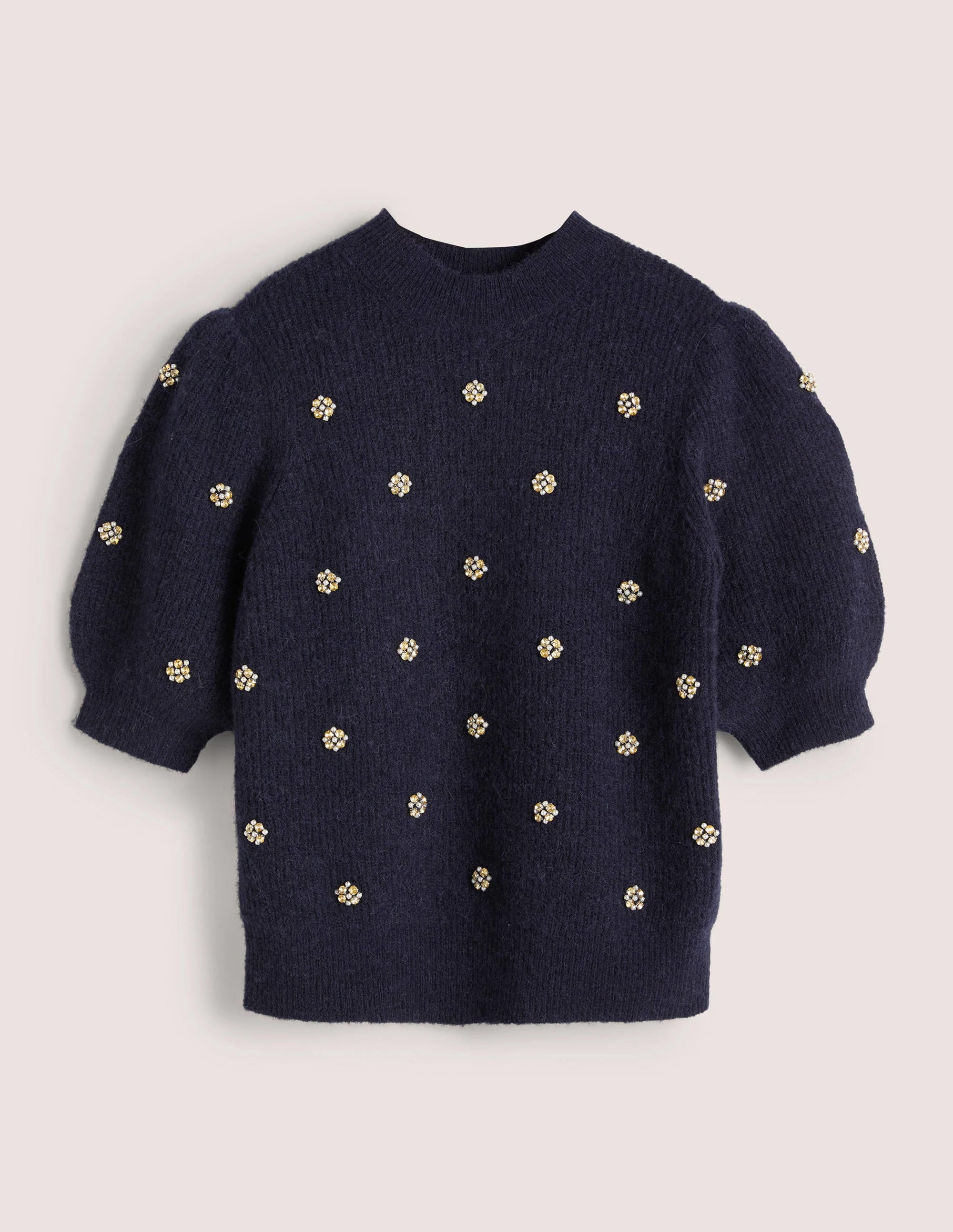 Embellished Fluffy T-shirt-Navy Embellishment - Image 5