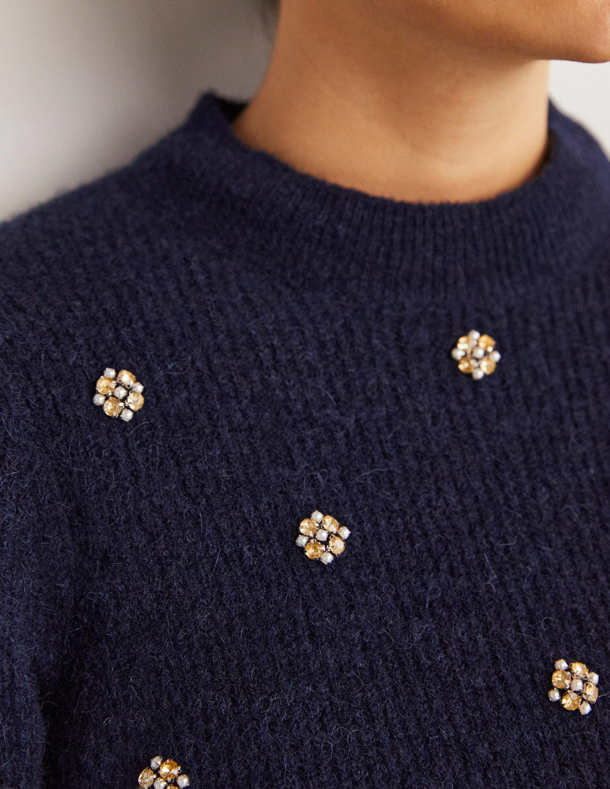 Embellished Fluffy T-shirt-Navy Embellishment - Image 2