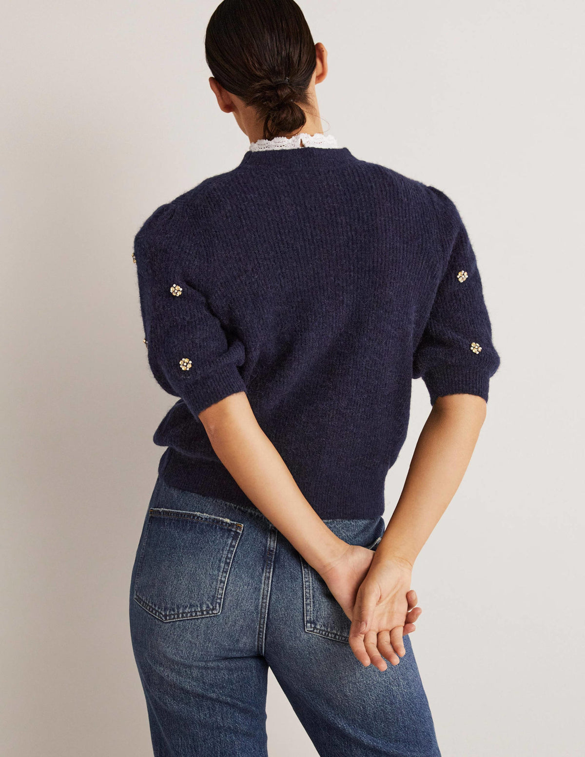 Embellished Fluffy T-shirt-Navy Embellishment-3