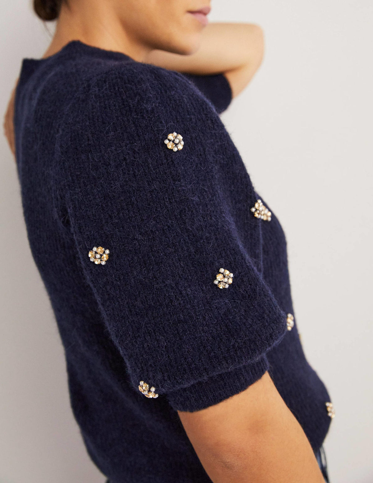 Embellished Fluffy T-shirt-Navy Embellishment-4