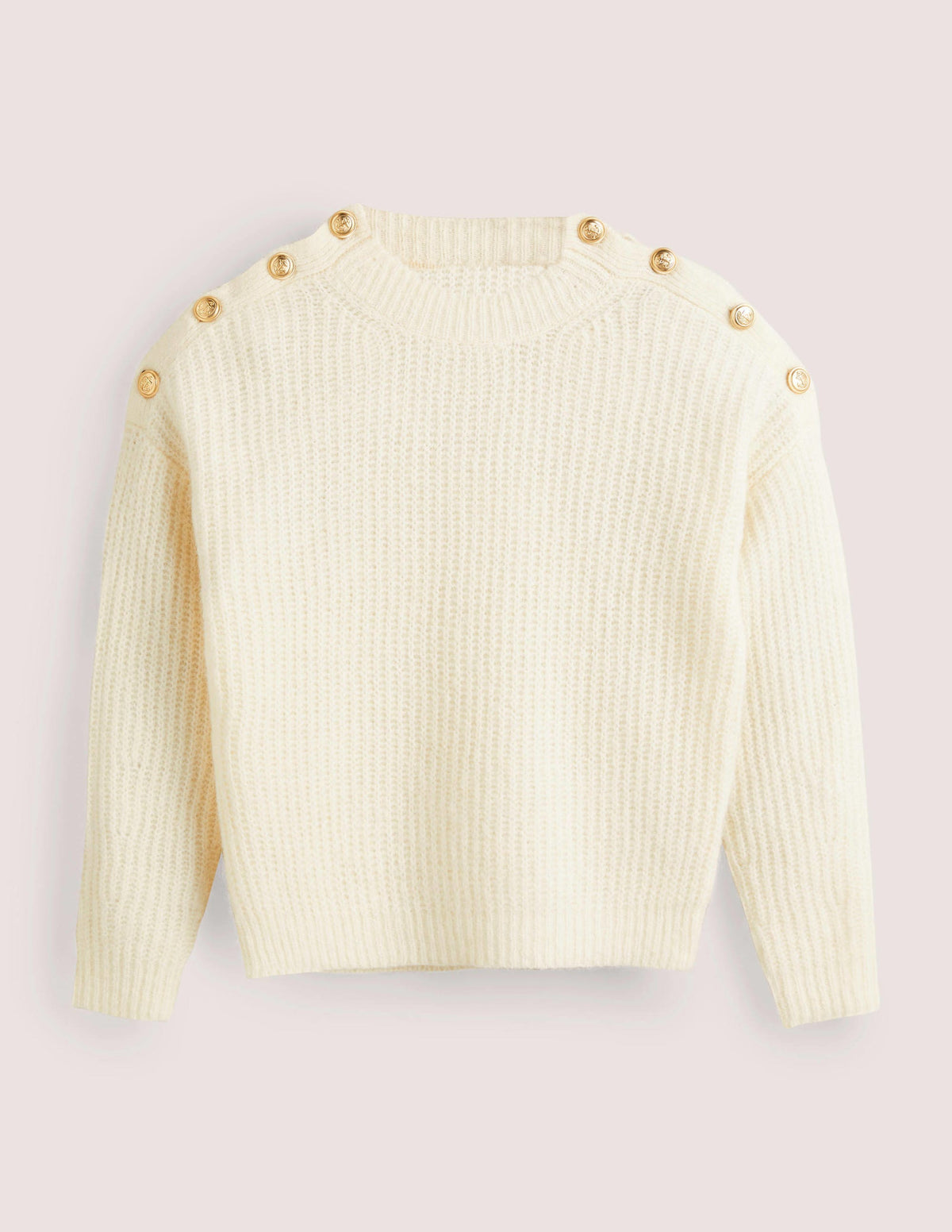 Fluffy Ribbed Button Sweater-Warm Ivory - Image 6