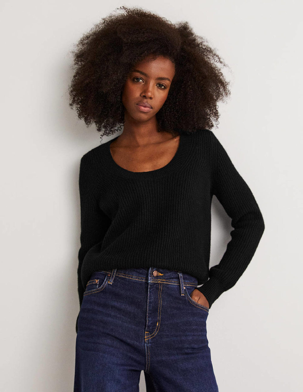 Cashmere Scoop Neck Sweater-Black-1