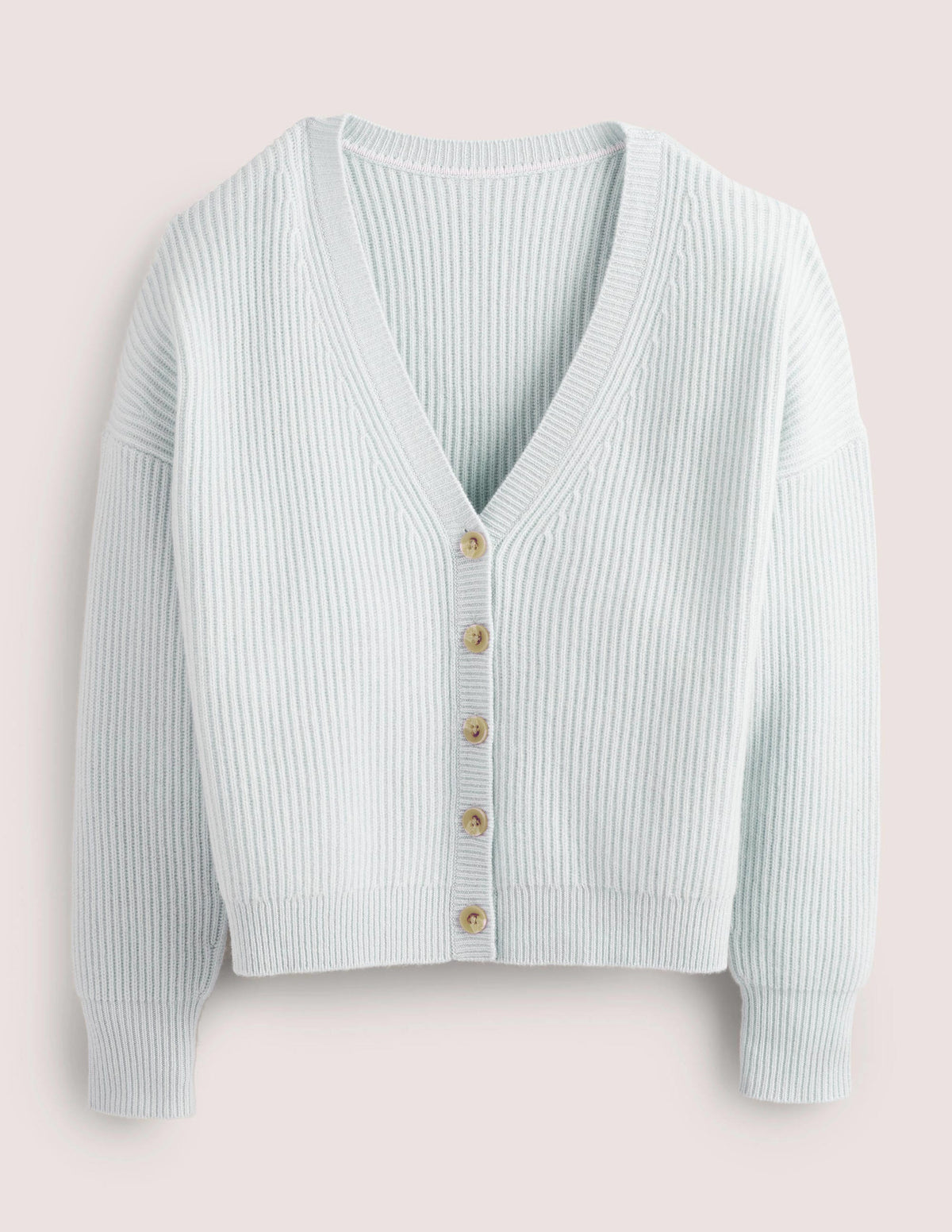 Ribbed Knit Cashmere Cardigan-Skylight Blue-5