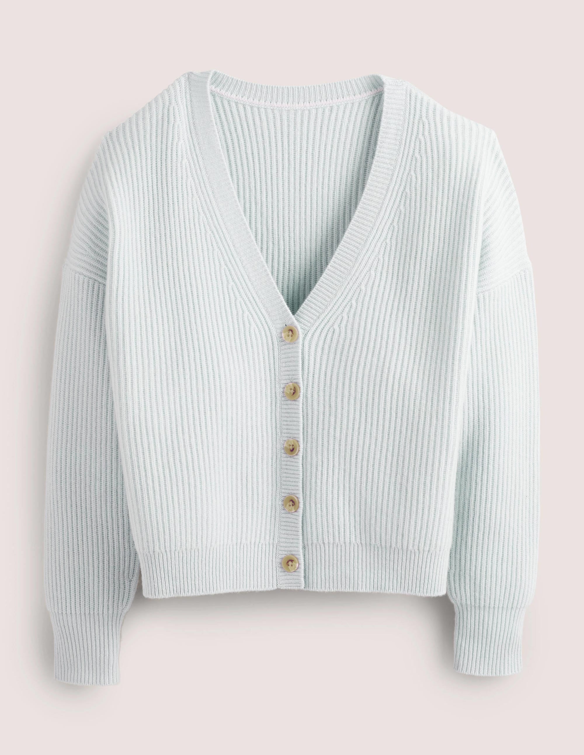 Ribbed Knit Cashmere Cardigan-Skylight Blue - Image 5