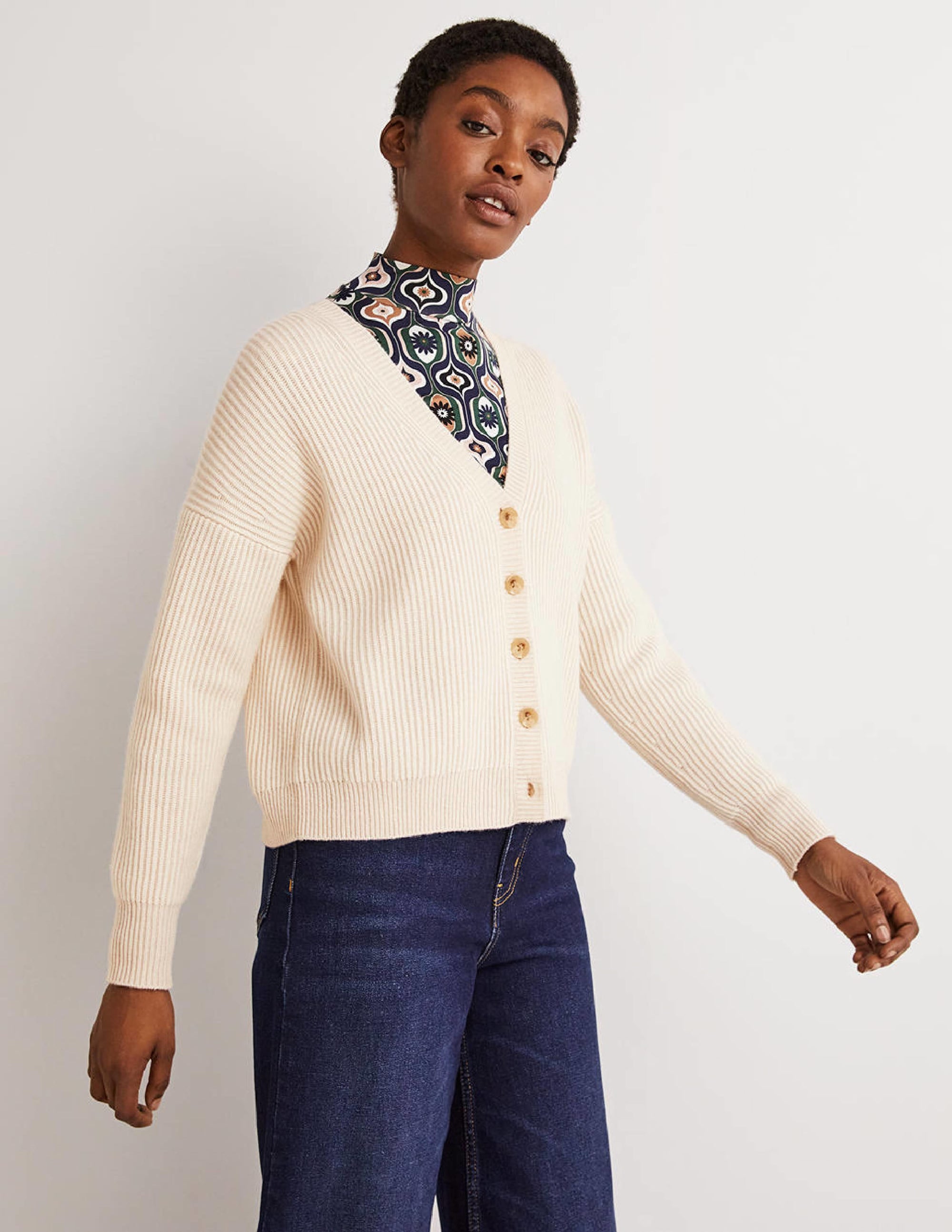 Ribbed Knit Cashmere Cardigan-Rope - Image 4