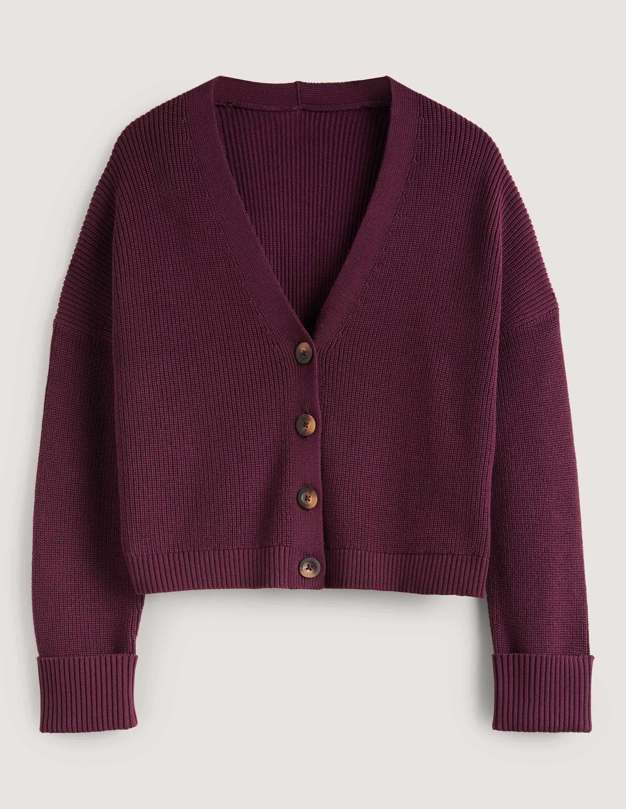 Turn Back Rib Cardigan-Berry - Image 6