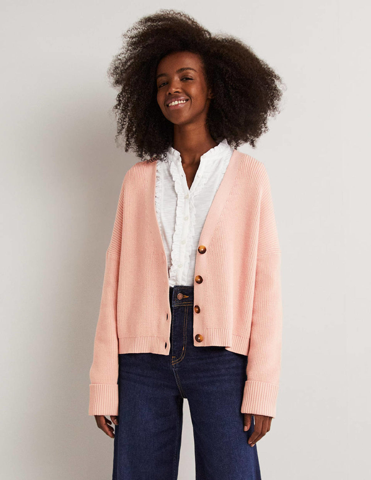 Turn Back Rib Cardigan-Pink Frosting - Image 4