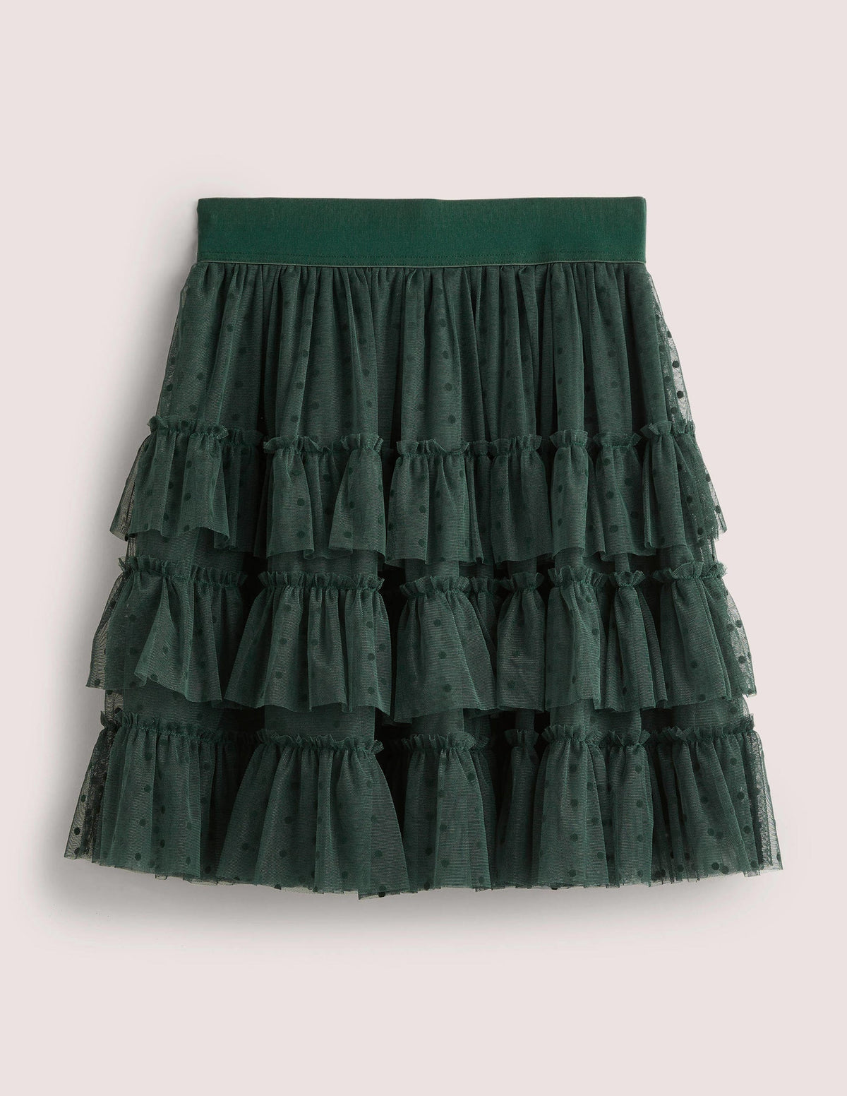 Ruffle Tulle Mini Skirt-Onyx Green - Image 7