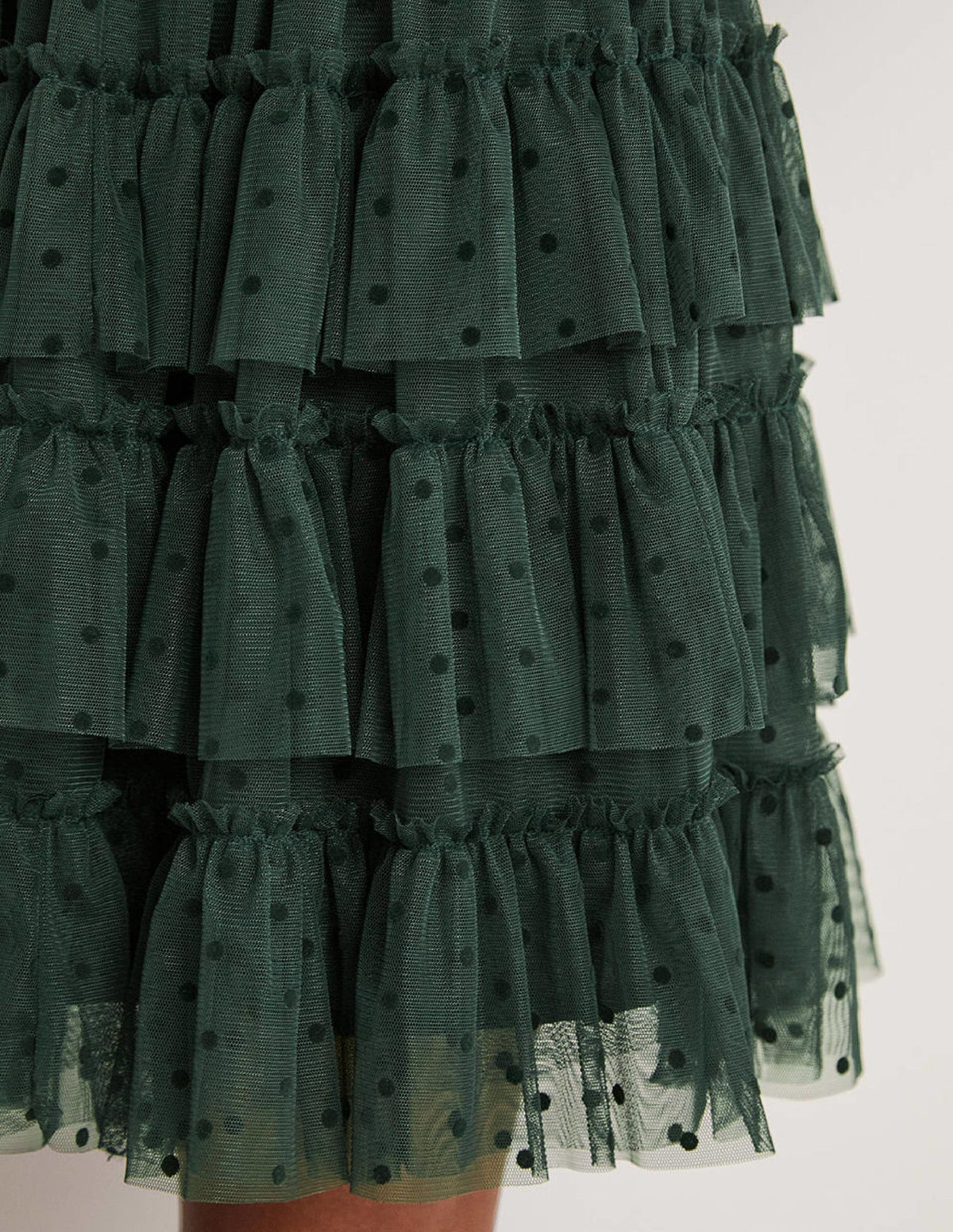 Ruffle Tulle Mini Skirt-Onyx Green - Image 2
