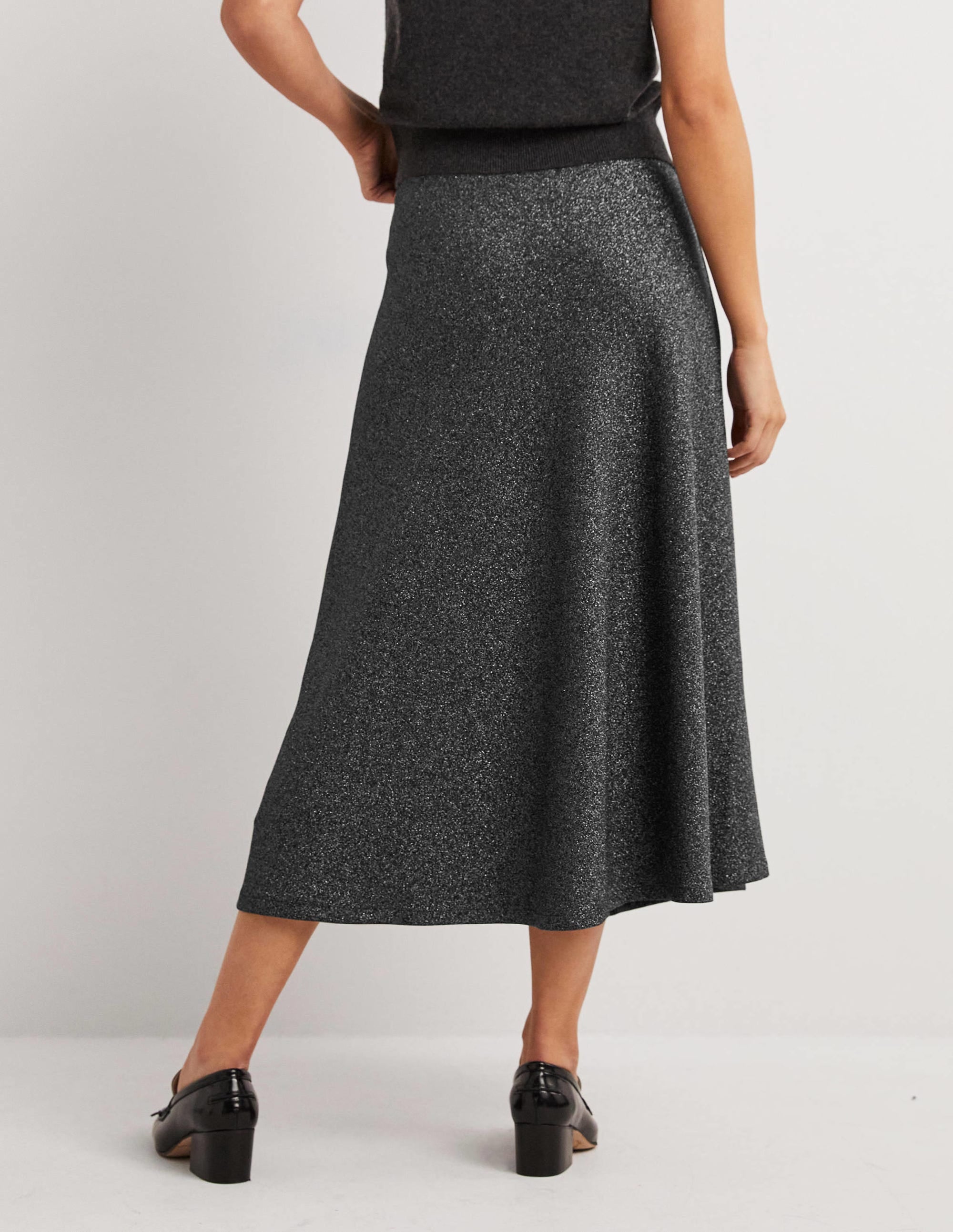 Metallic Party Midi Skirt-Black Sparkle - Image 3