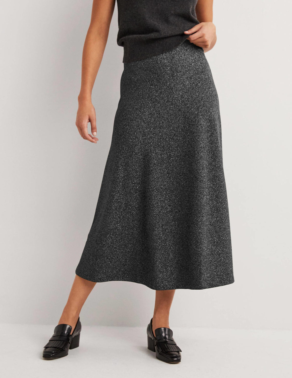 Metallic Party Midi Skirt-Black Sparkle - Image 4