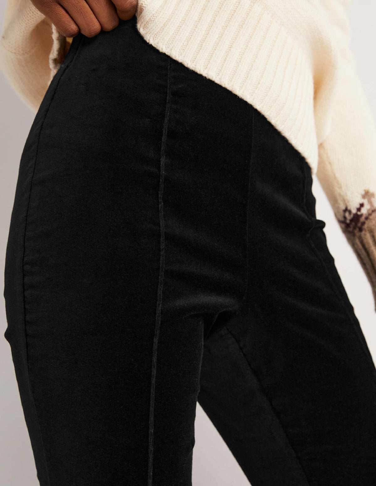 Velvet Stretch Leggings-Black Velvet - Image 2