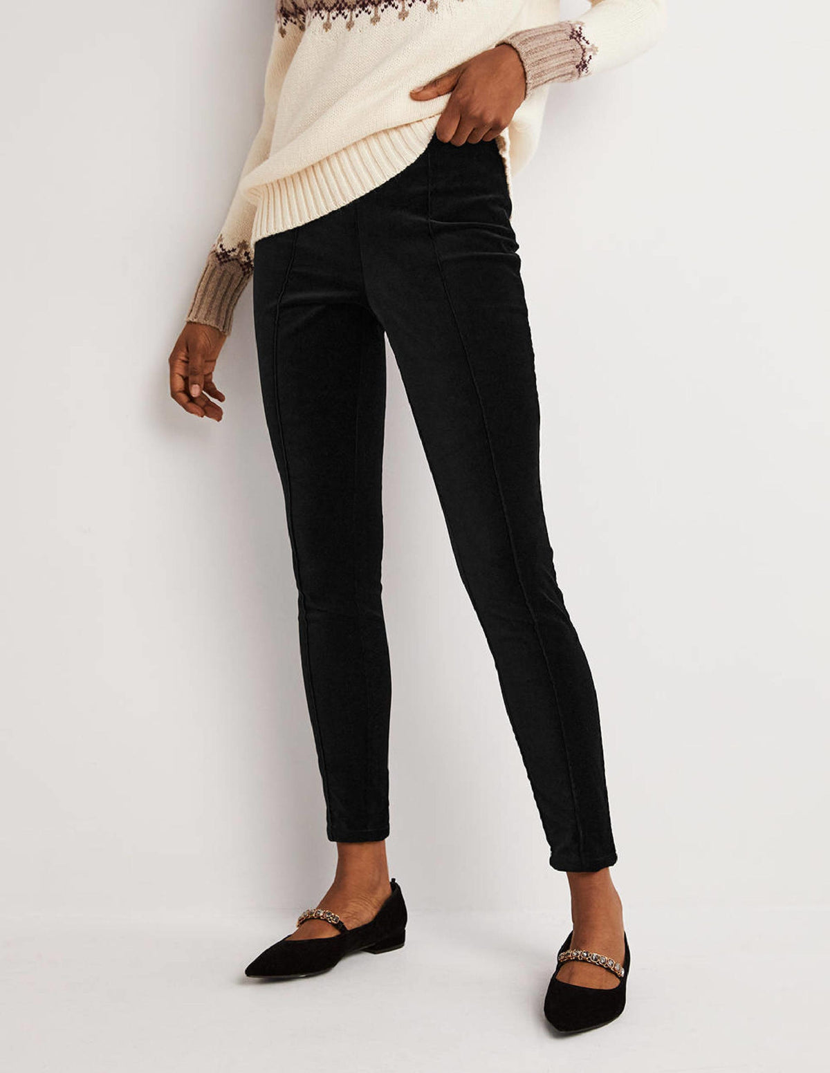 Velvet Stretch Leggings-Black Velvet - Image 4