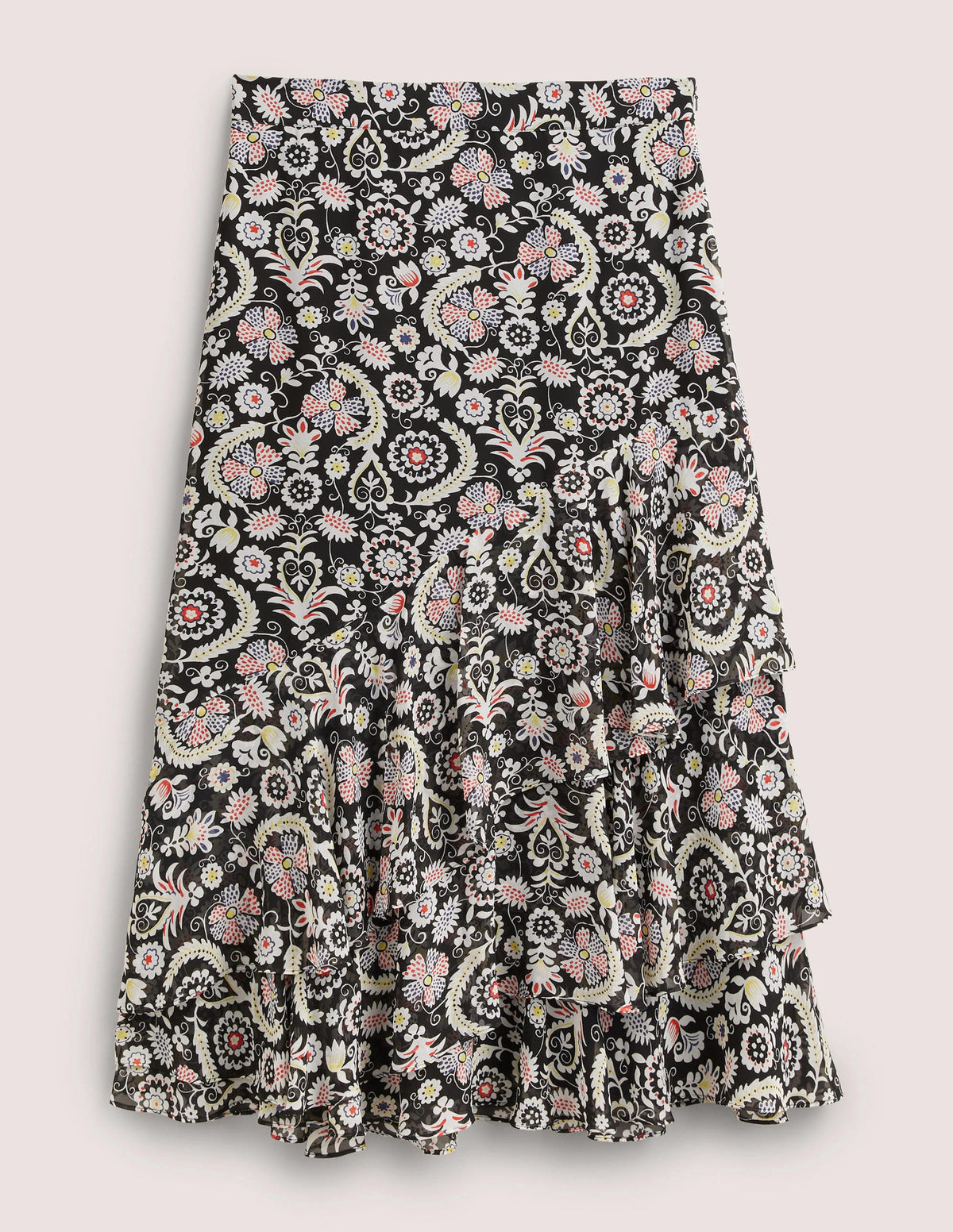 Multi Ruffle Maxi Skirt-Black, Tropic Charm-6