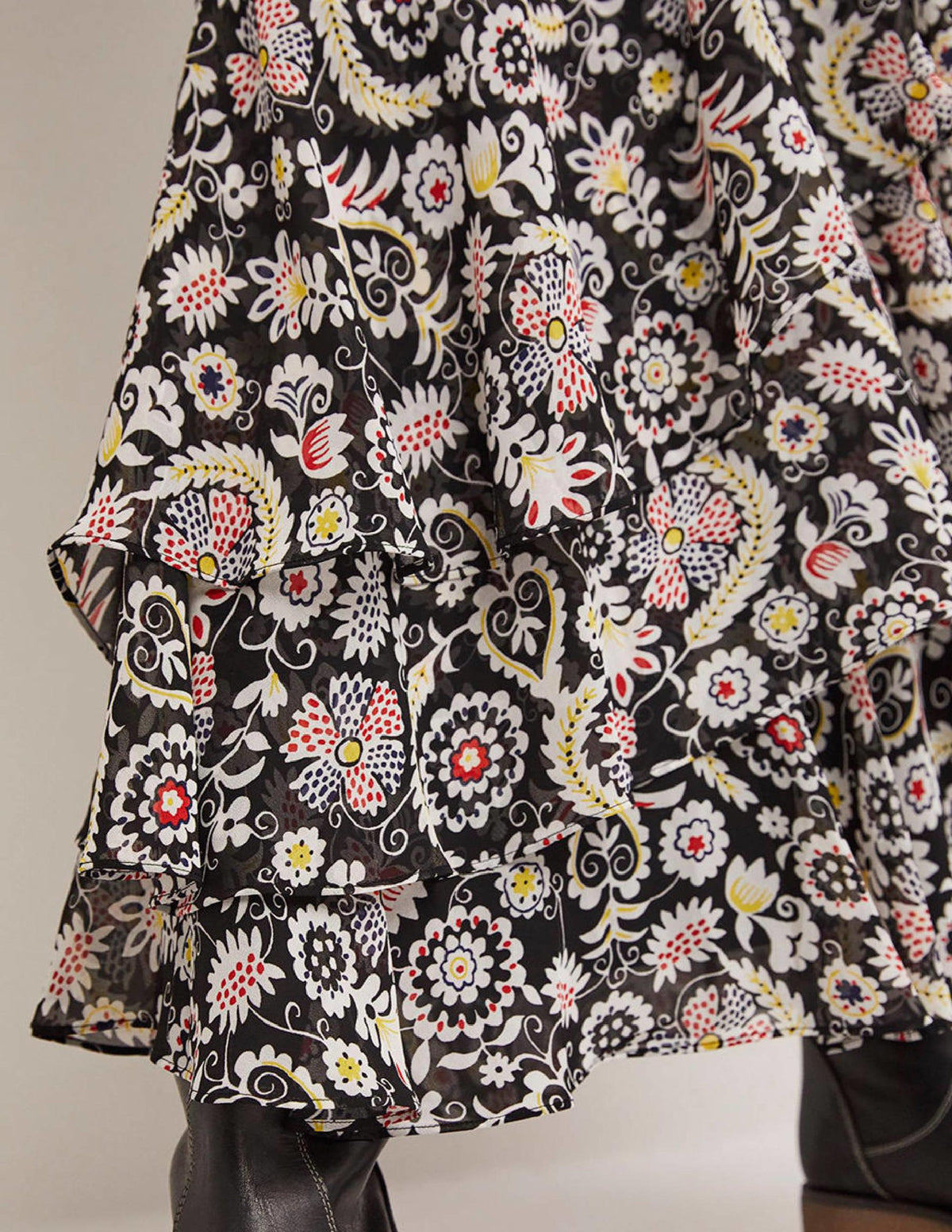 Multi Ruffle Maxi Skirt-Black, Tropic Charm - Image 2