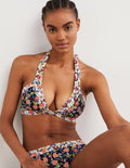 Ithaca Halter Bikini Top-Nero, Opulent Leaf
