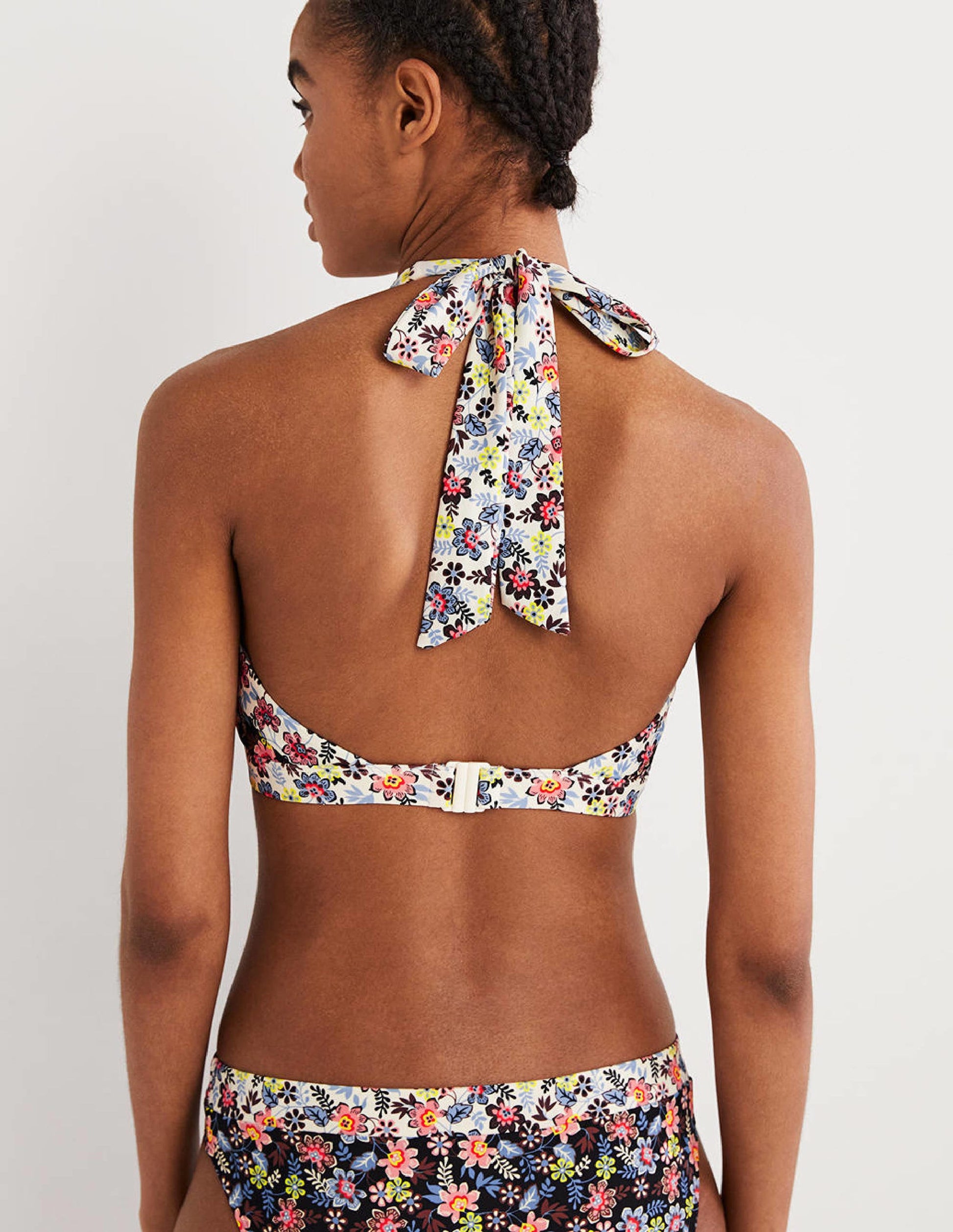 Ithaca Halter Bikini Top-Nero, Opulent Leaf-2