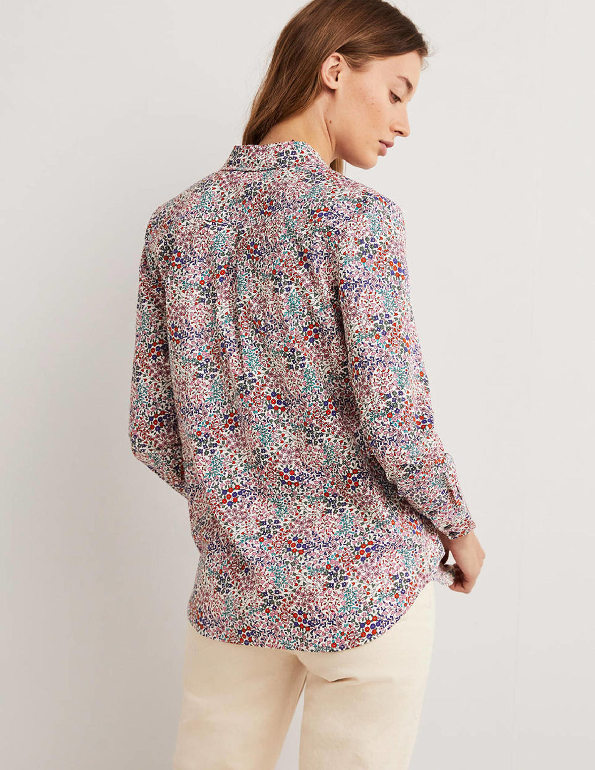 Classic Cotton Shirt-Ivory, Ditsy Garden-3