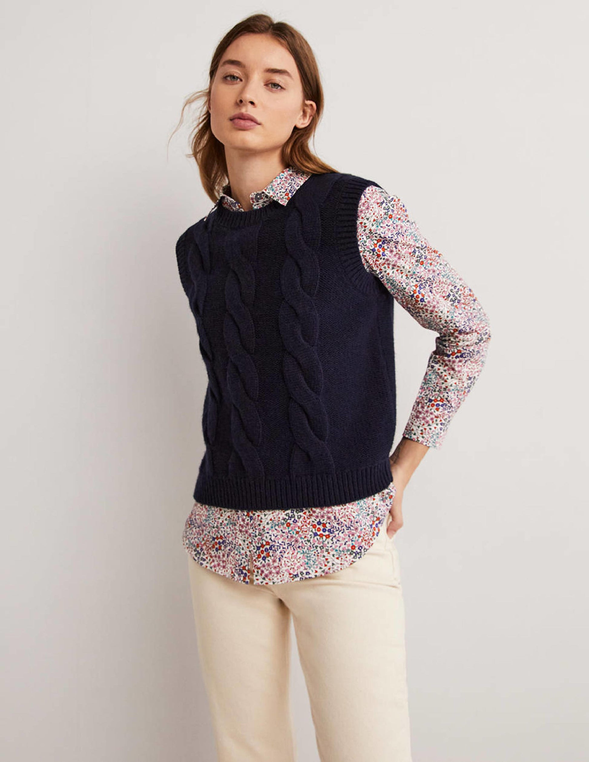 Classic Cotton Shirt-Ivory, Ditsy Garden-5