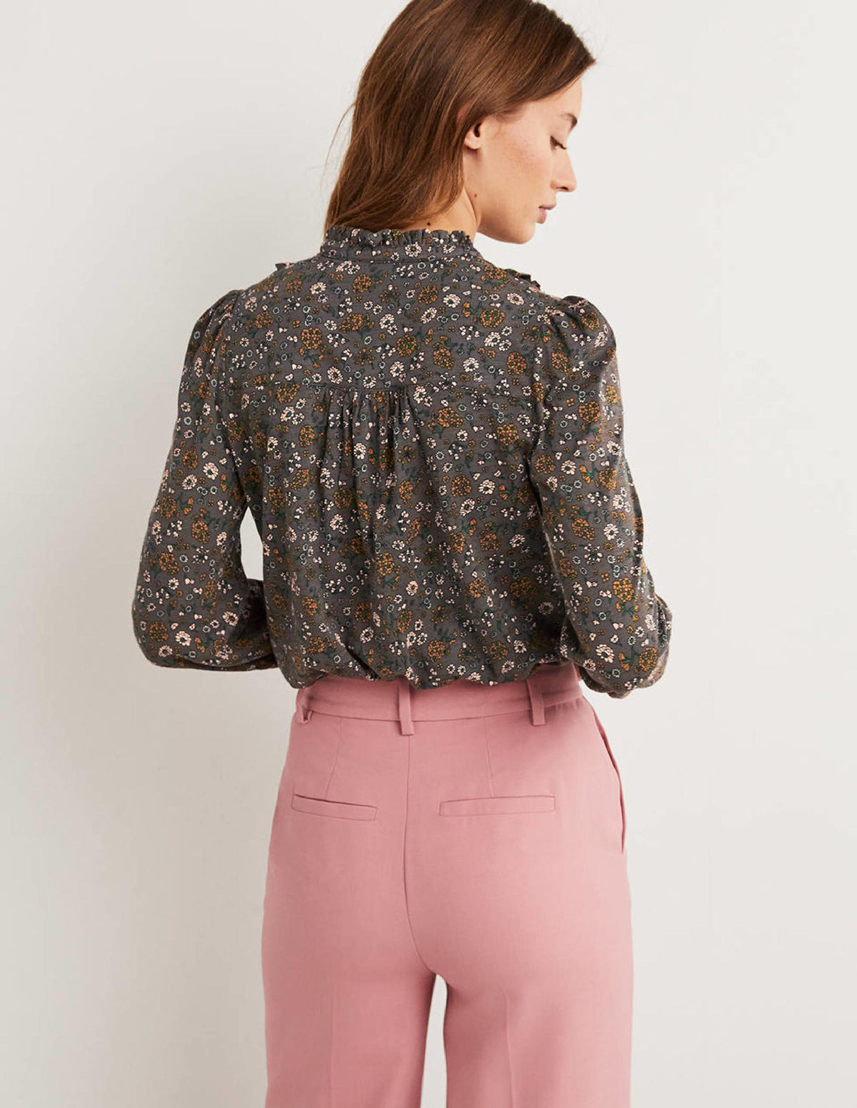Ruffle Jersey Shirt-Grey Ditsy Charm - Image 3
