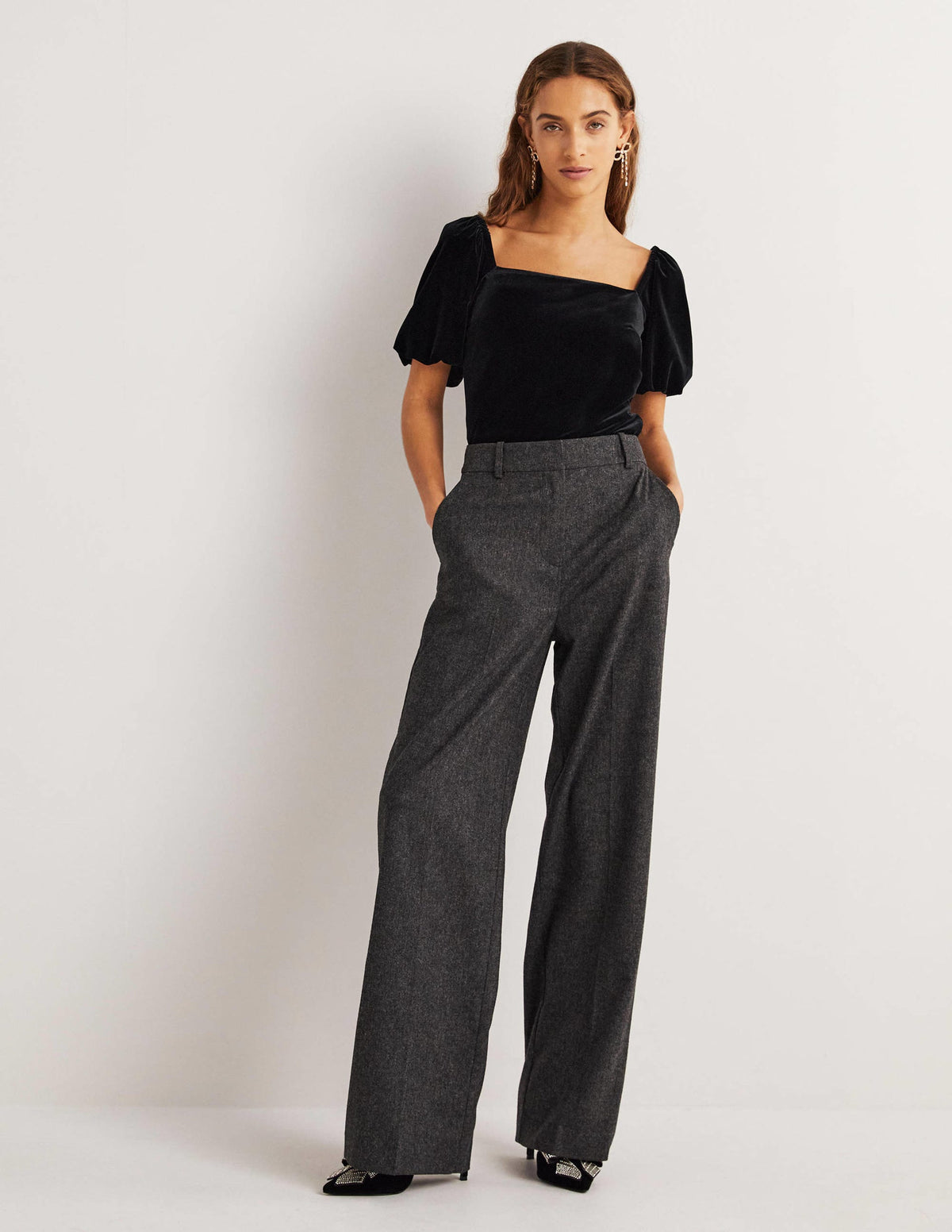 Square Neck Velvet Top-Black - Image 5