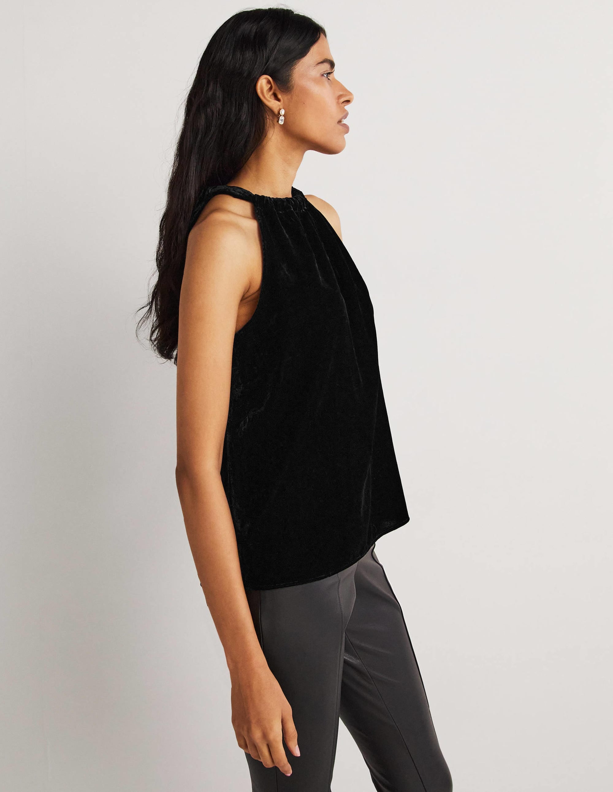 Velvet Halterneck Top-Black - Image 2