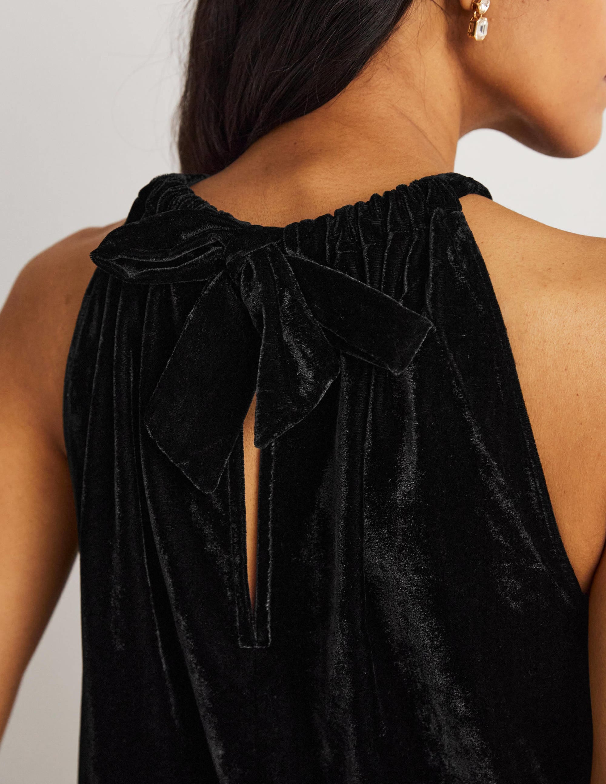 Velvet Halterneck Top-Black - Image 3
