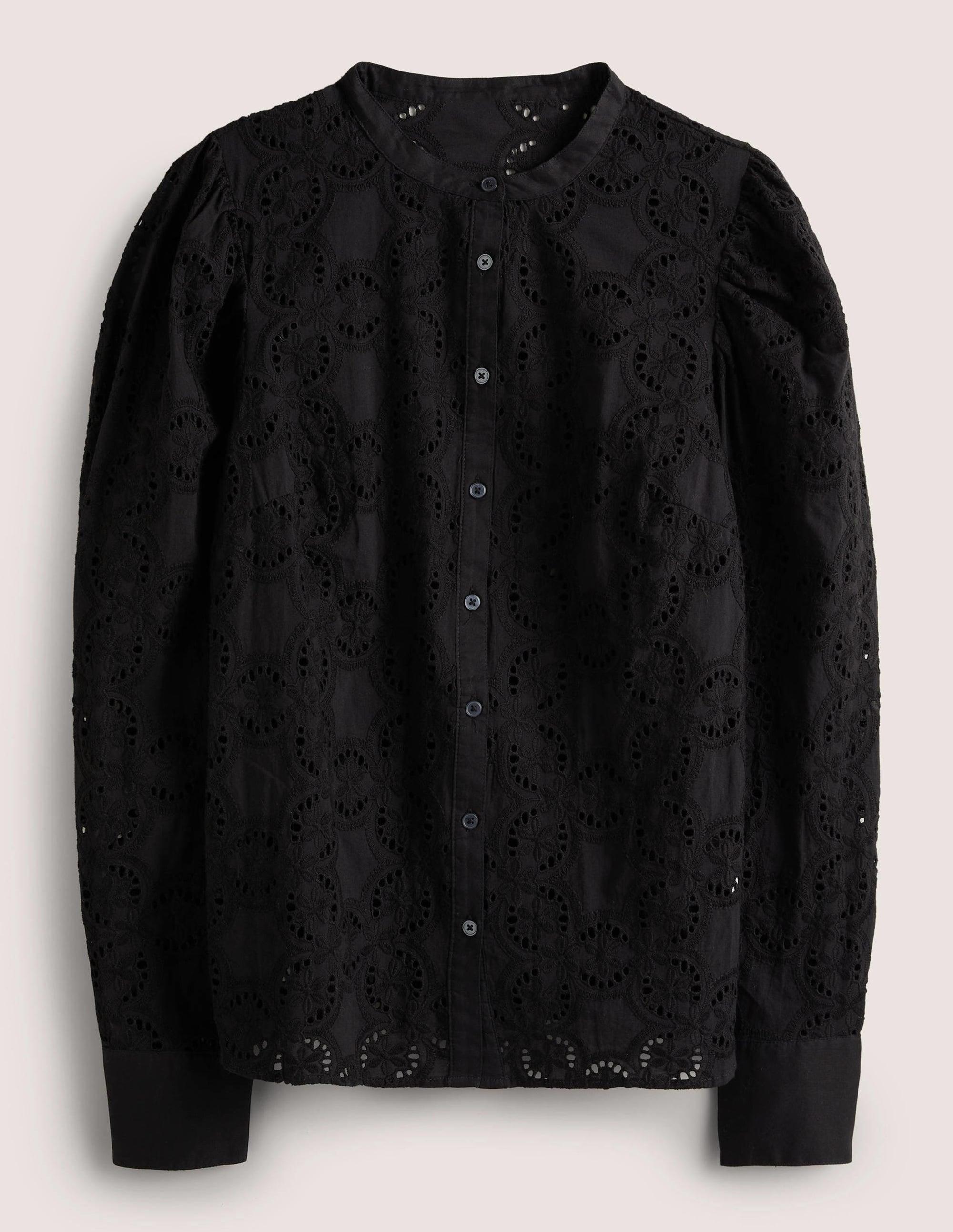 Mutton Sleeve Broderie Blouse-Black - Image 6