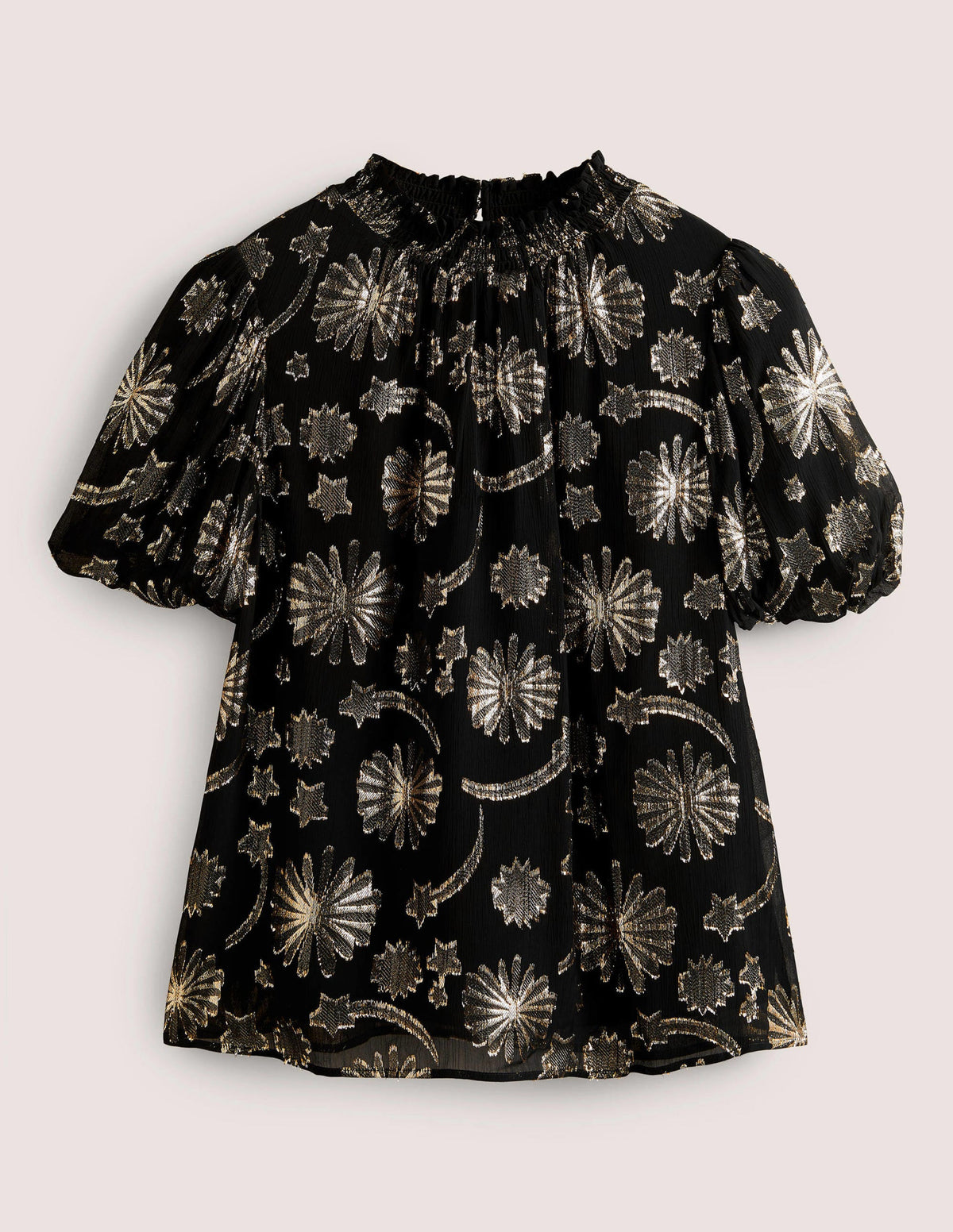 Smocked Neck Party Top-Clip Jacquard - Image 6