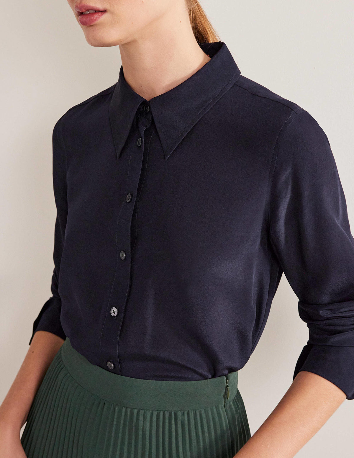 Silk Shirt-Navy - Image 2