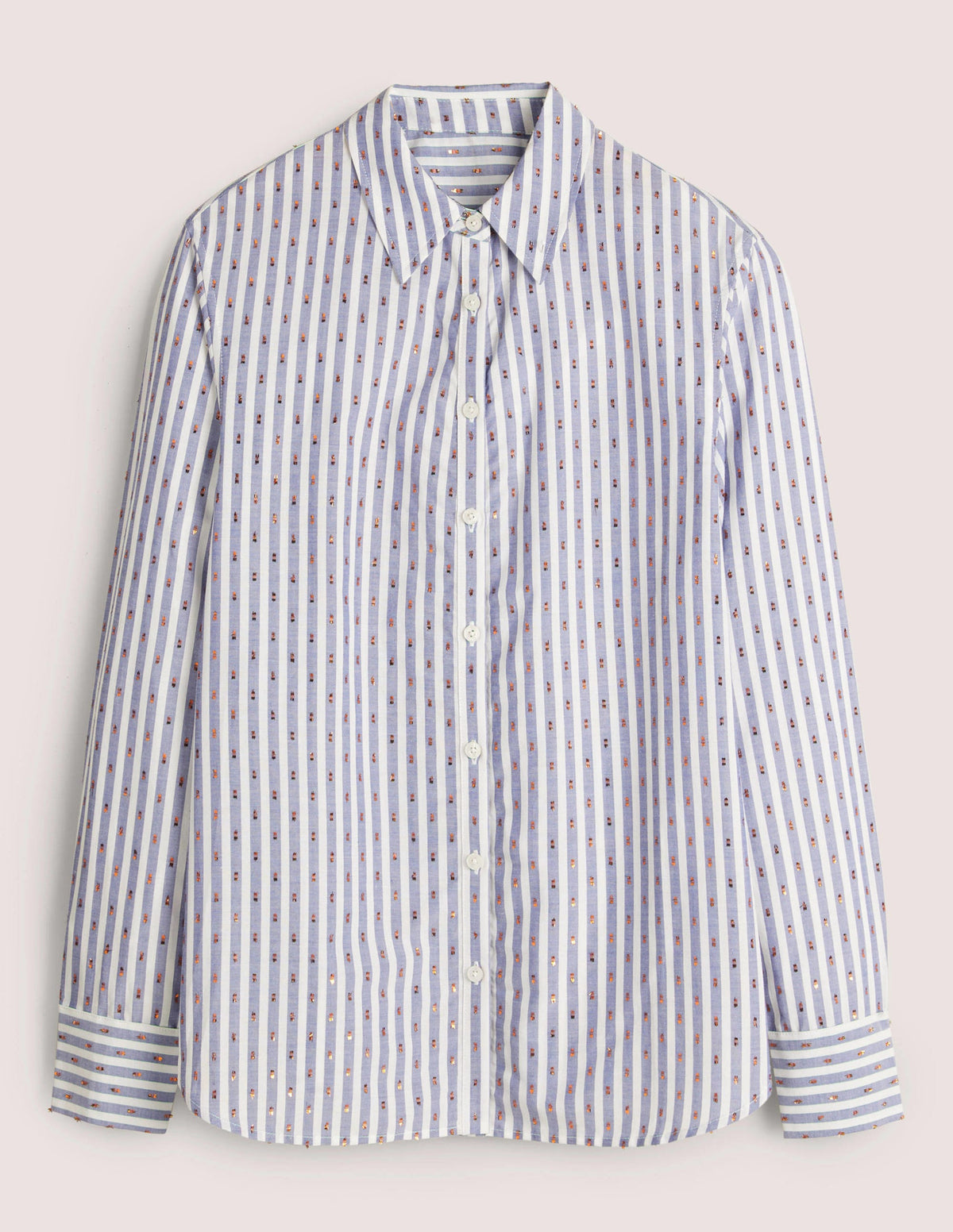 Embroidered Relaxed Shirt-Metallic Clip Stripe - Image 6