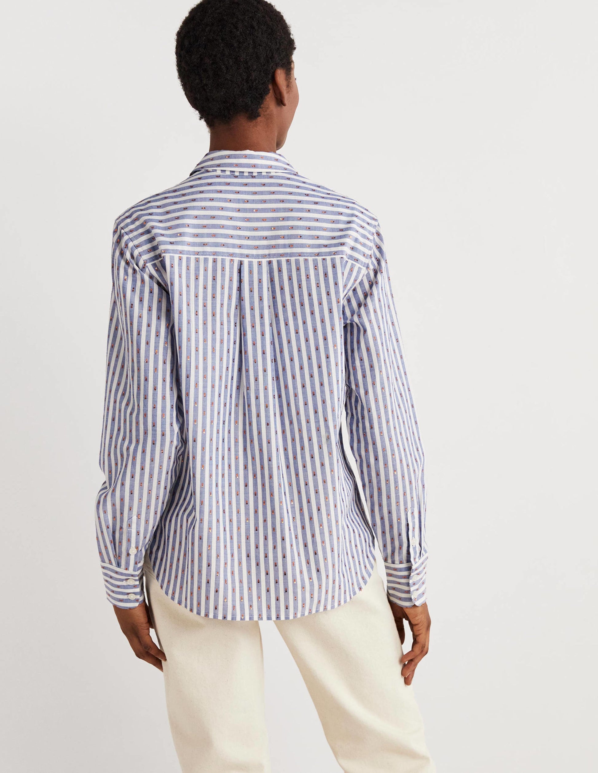 Embroidered Relaxed Shirt-Metallic Clip Stripe-4