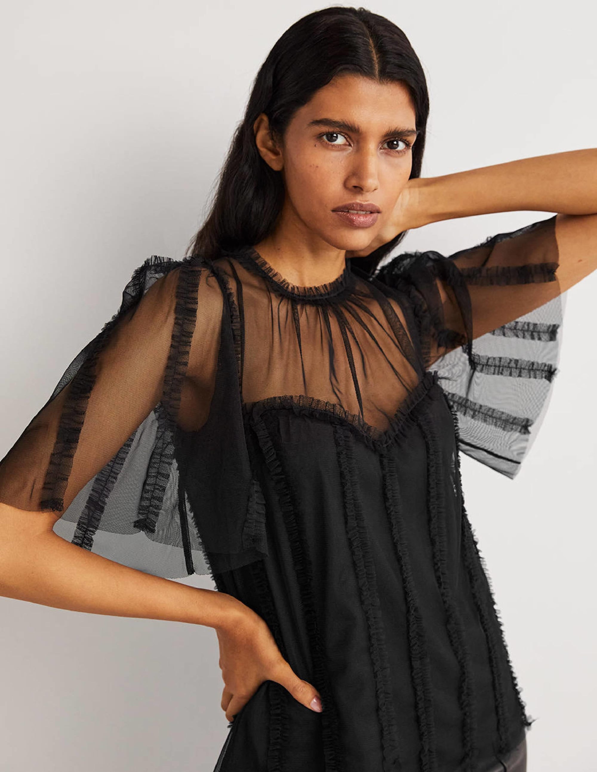 Black Sweetheart Tulle Party Top-Black - Image 1