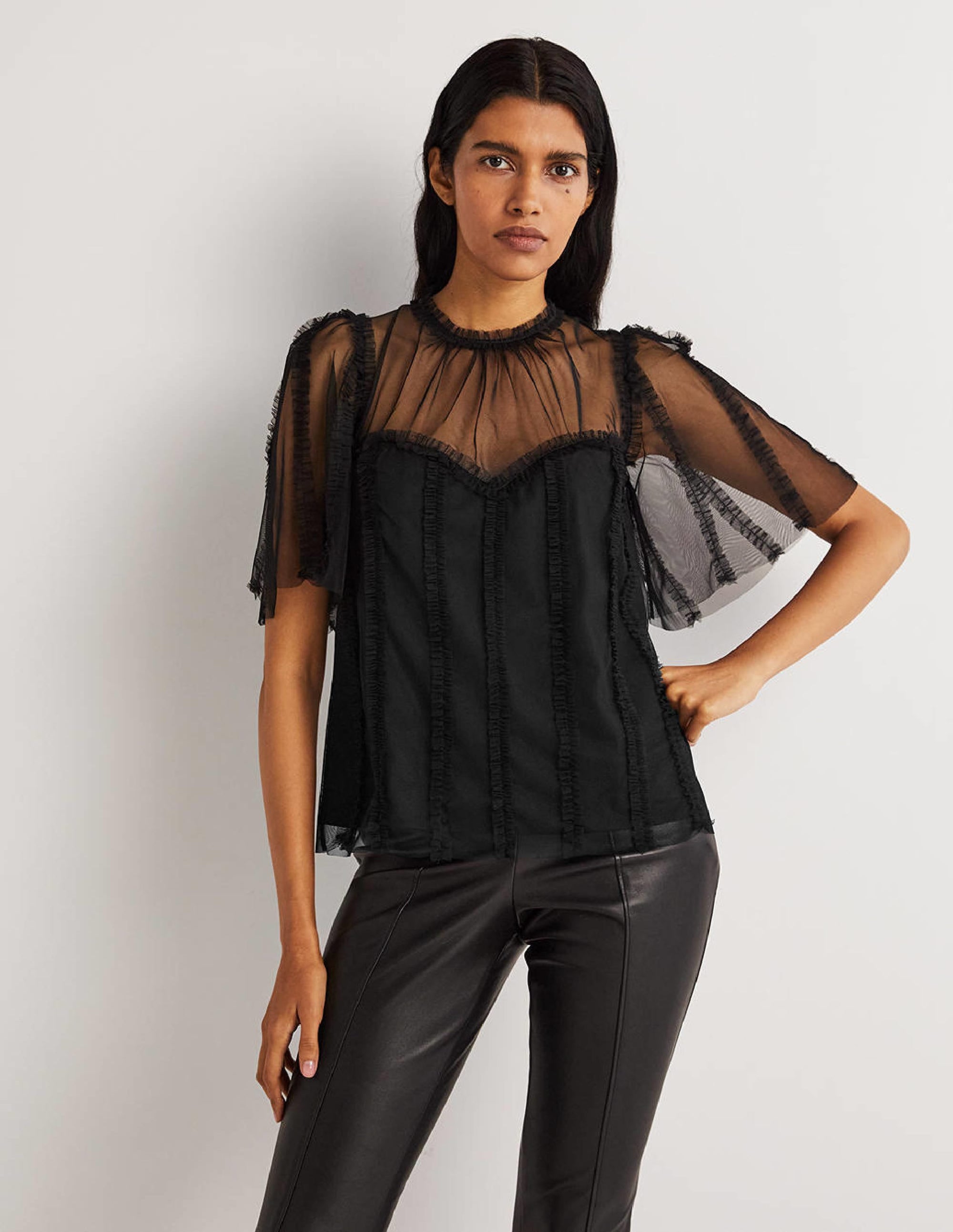 Black Sweetheart Tulle Party Top-Black - Image 5