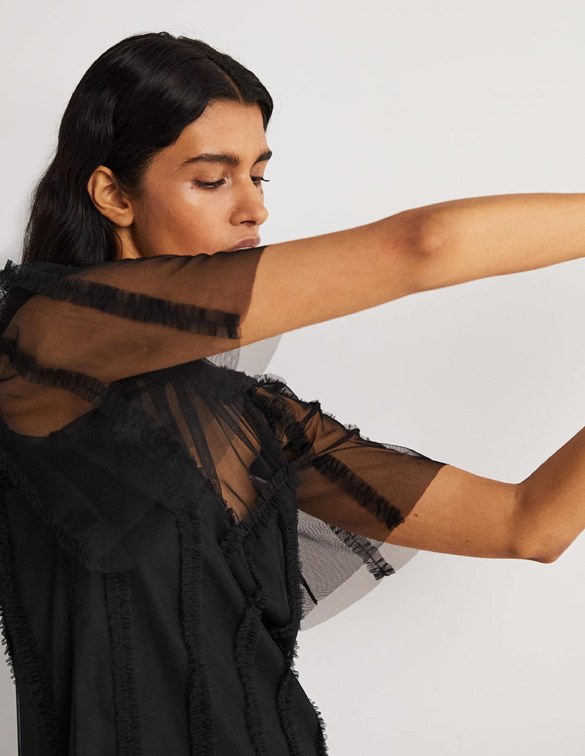 Black Sweetheart Tulle Party Top-Black - Image 6