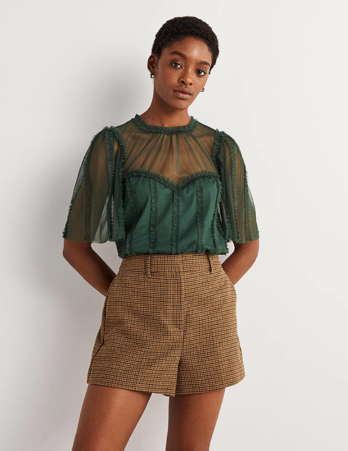 Green Sweetheart Tulle Party Top-Trekking Green - Image 1