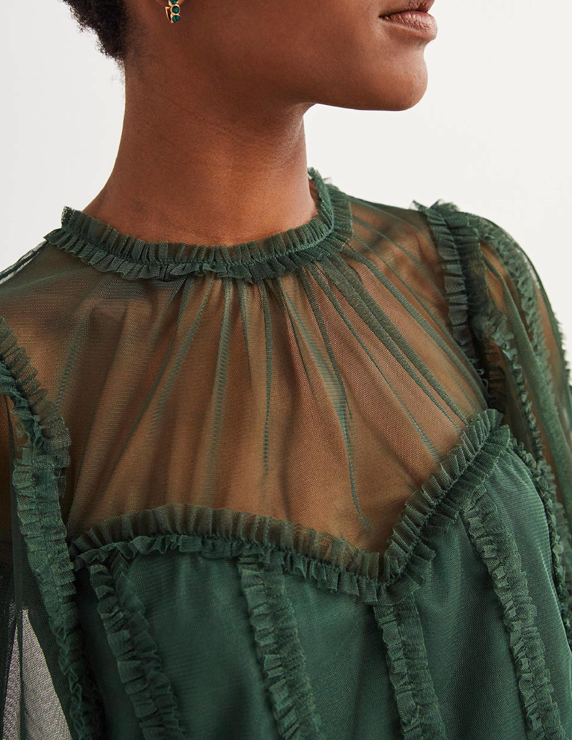 Green Sweetheart Tulle Party Top-Trekking Green - Image 2
