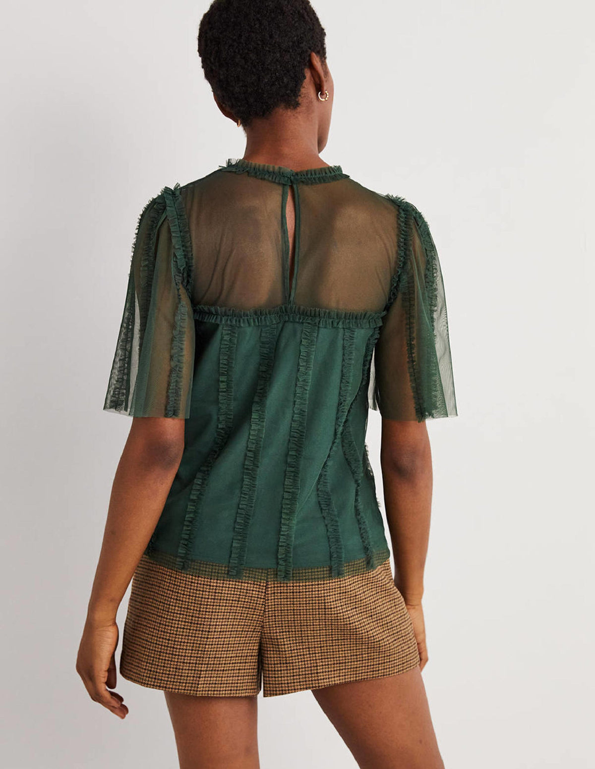 Green Sweetheart Tulle Party Top-Trekking Green - Image 3
