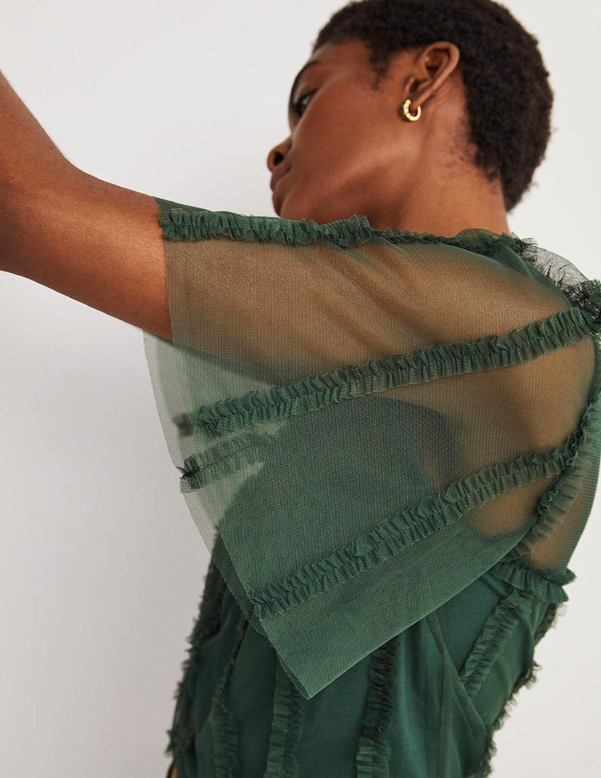 Green Sweetheart Tulle Party Top-Trekking Green - Image 5