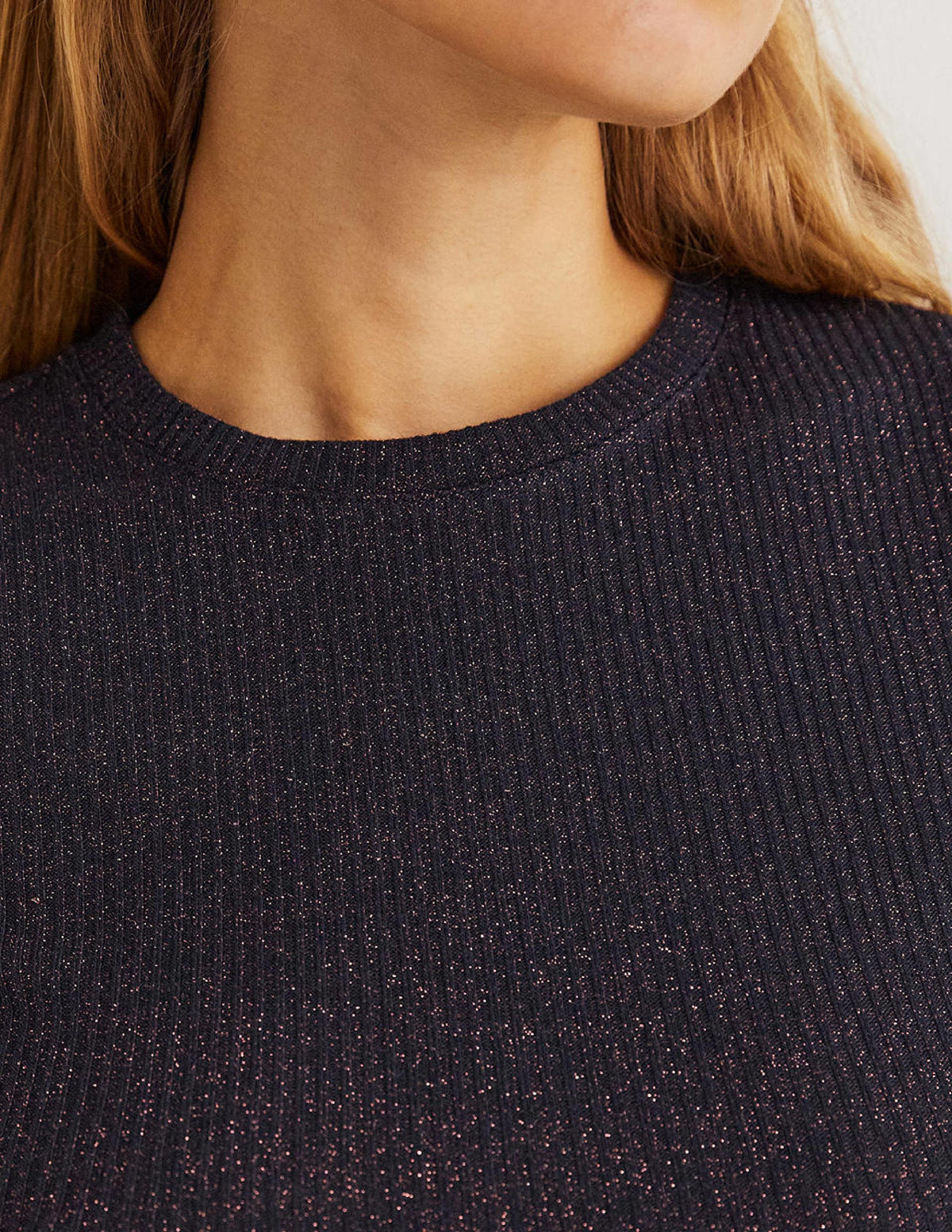 Sparkle Shrunken T-Shirt-Navy/Copper Sparkle - Image 2