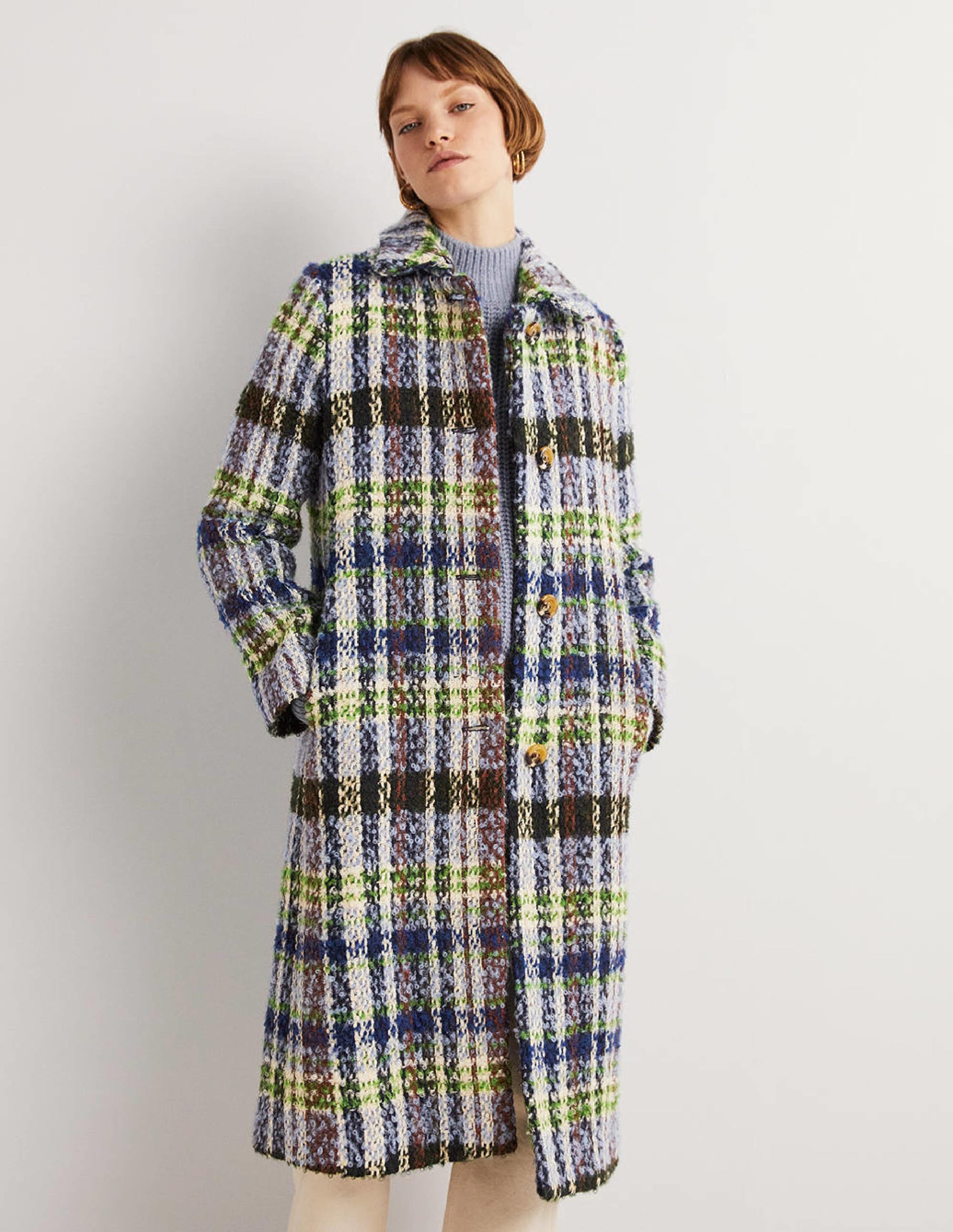 Textured Wool Coat-Check - Image 1