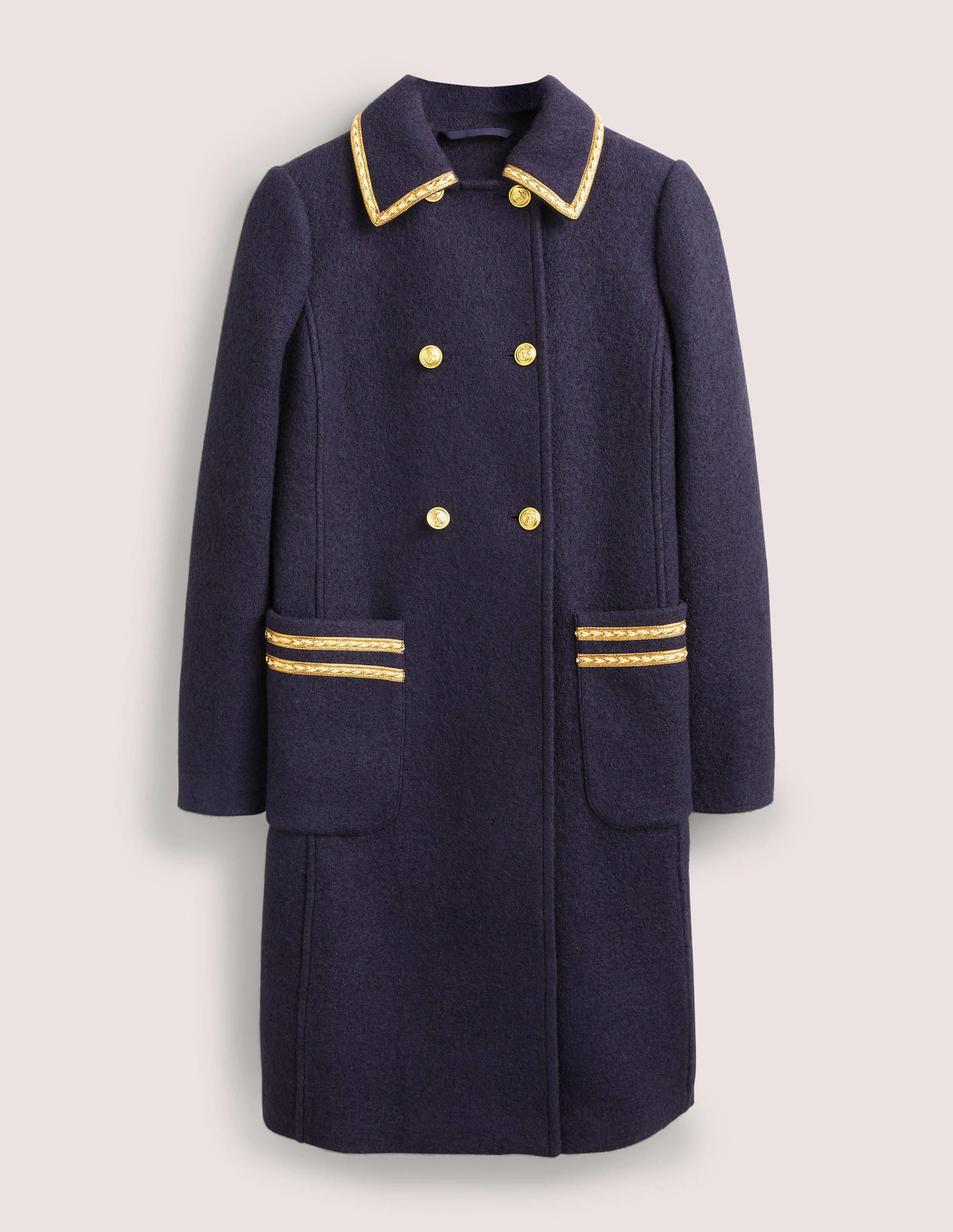 Double Breasted Military Coat-Navy - Image 6