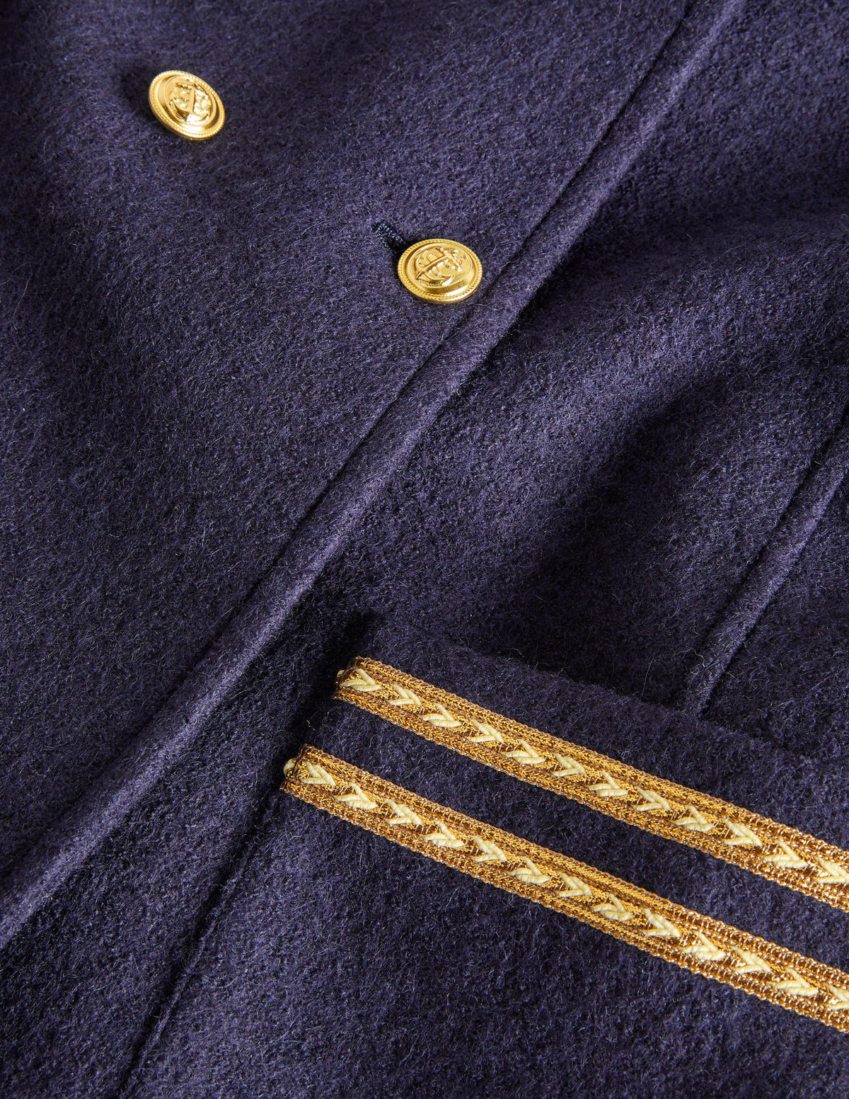 Double Breasted Military Coat-Navy - Image 7
