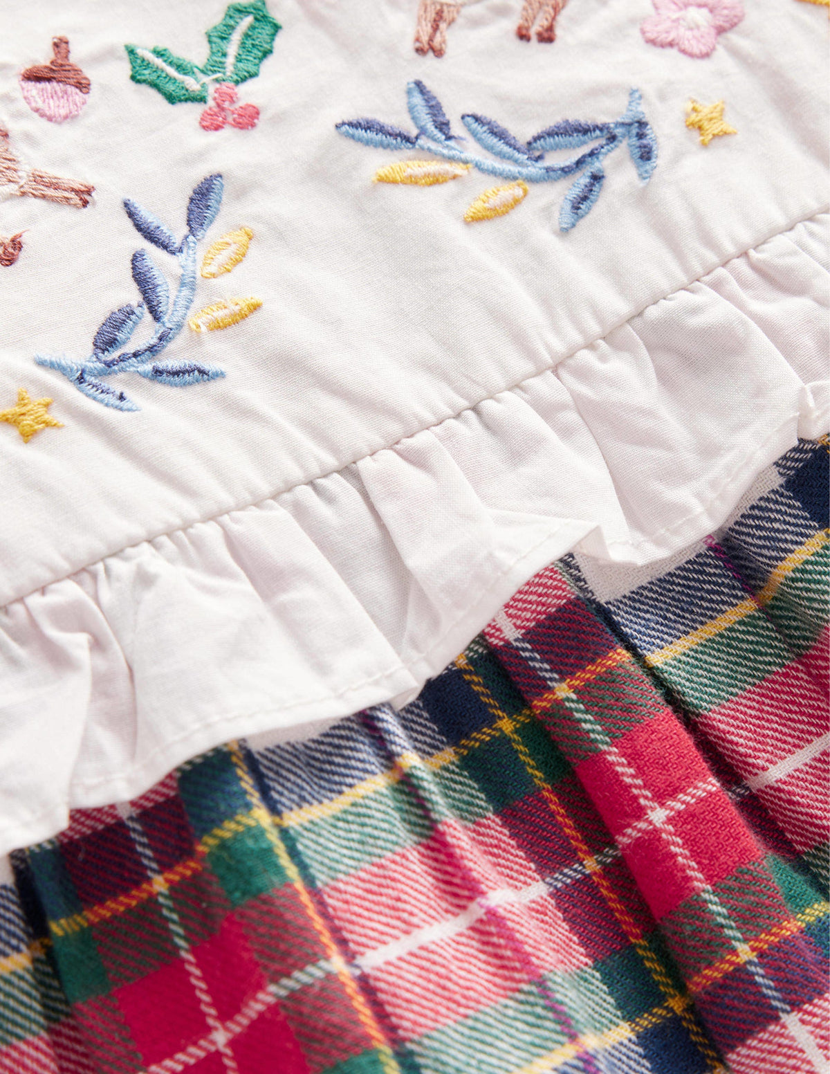 Check Dress and Tights Set-Ivory/Red Check-3