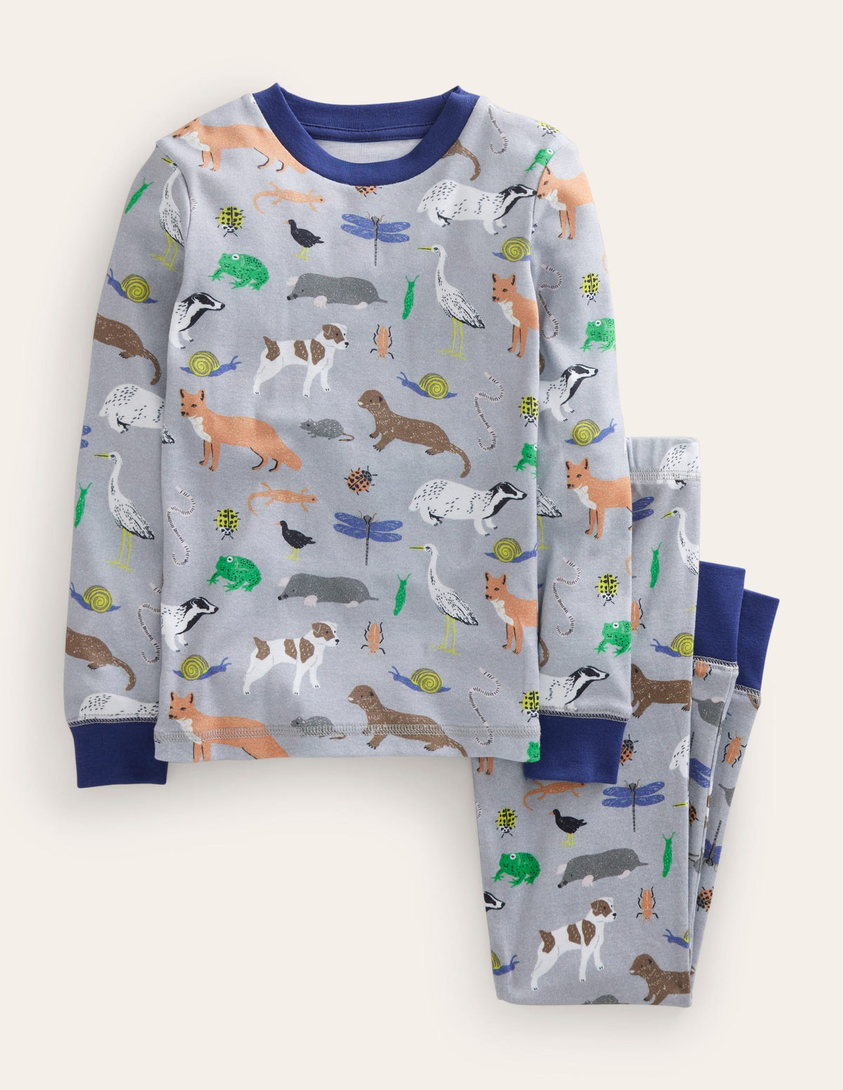 Snug Long John Pajamas-Grey Marl Nature Trail-1