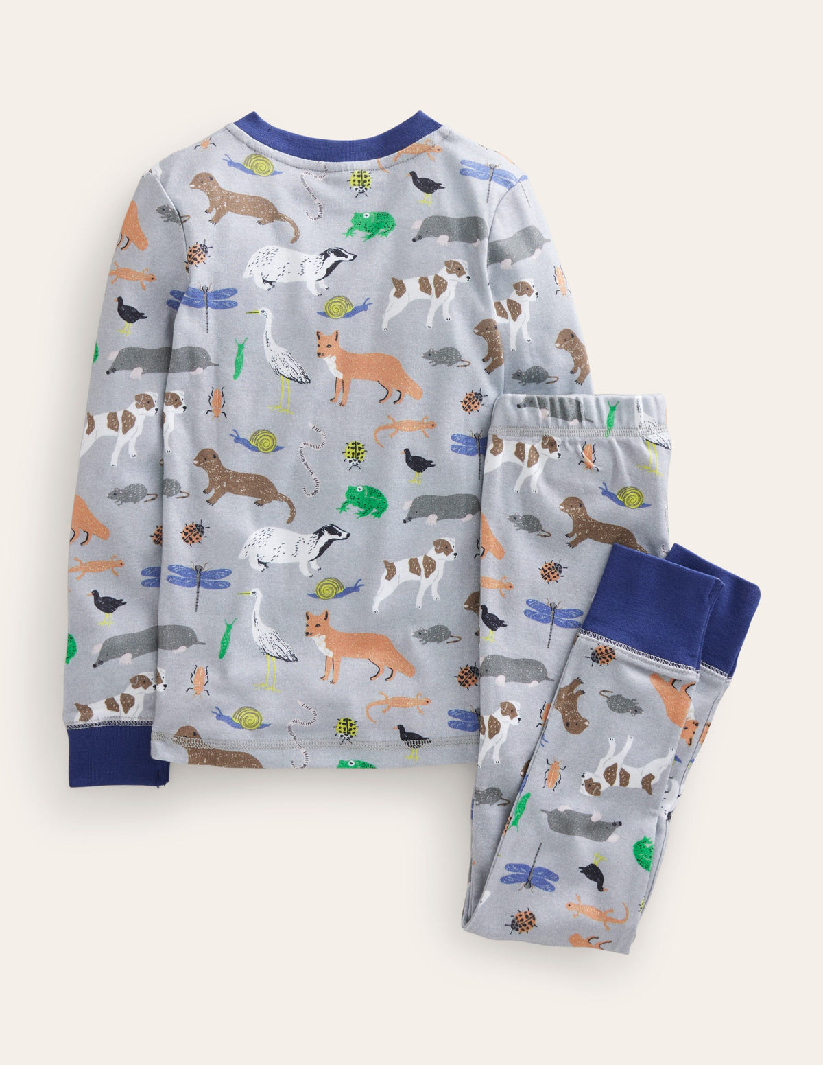 Snug Long John Pajamas-Grey Marl Nature Trail-2