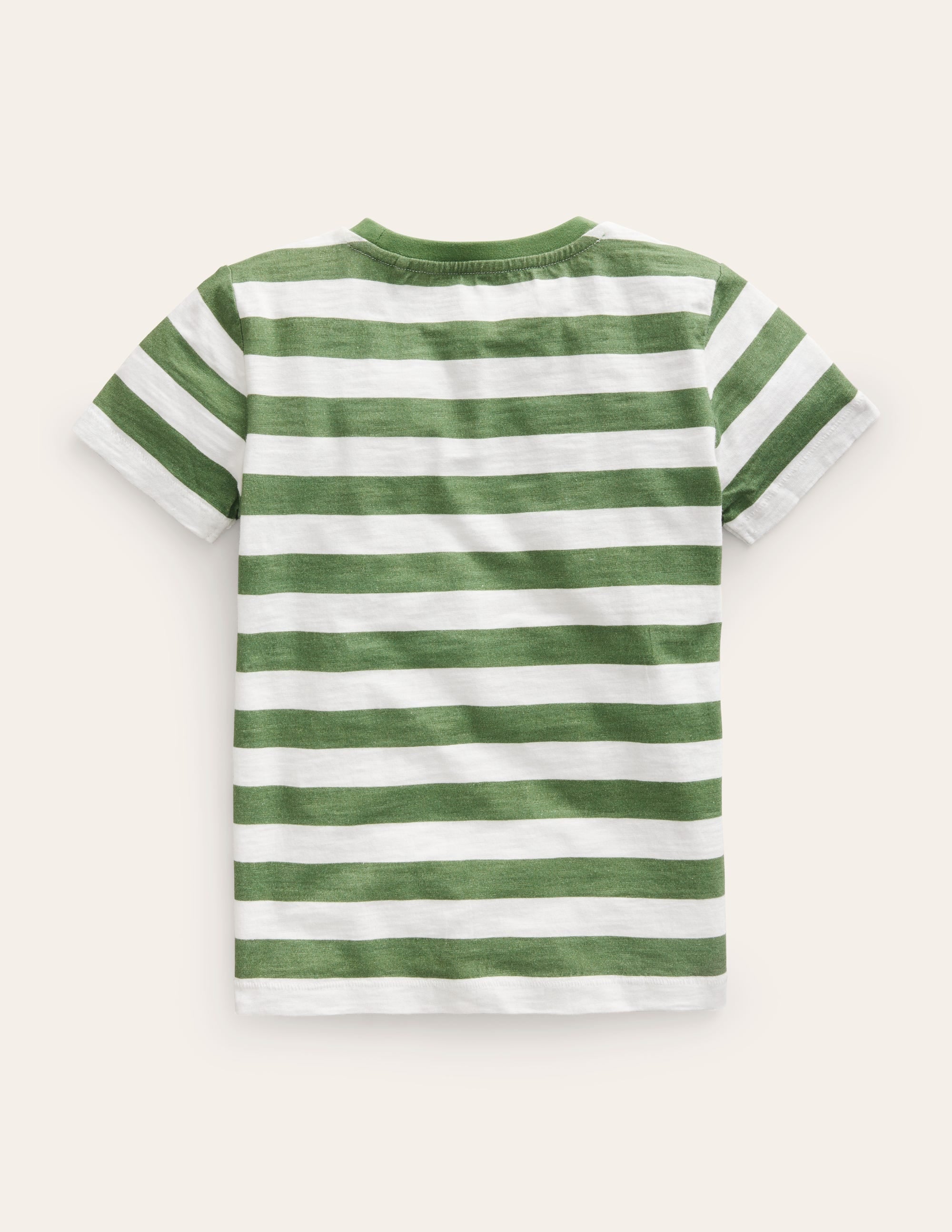 Striped Washed Slub T-shirt-Green/Ivory - Image 2